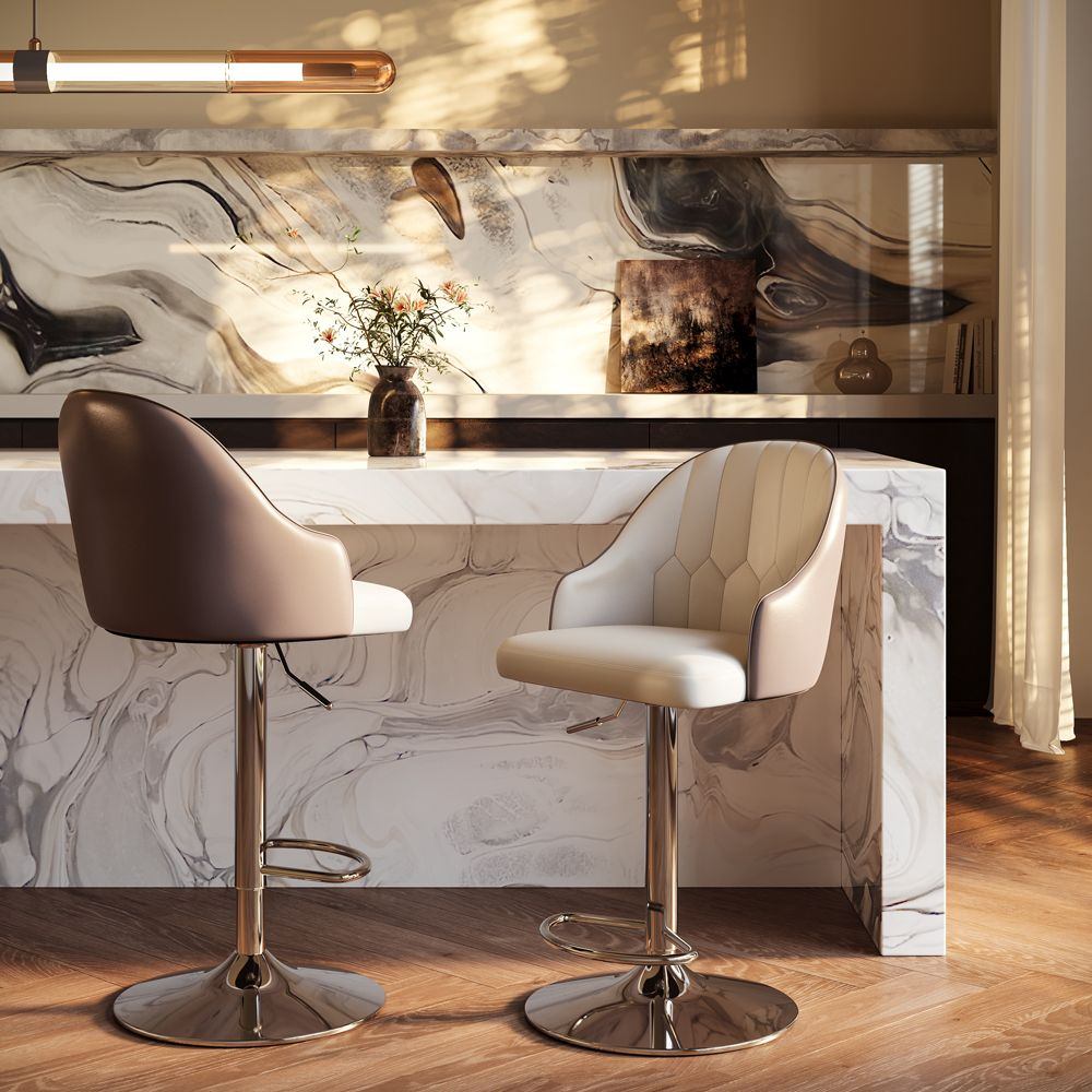 Sorelle Adjustable PU Leather Bar Stools — Set of 2