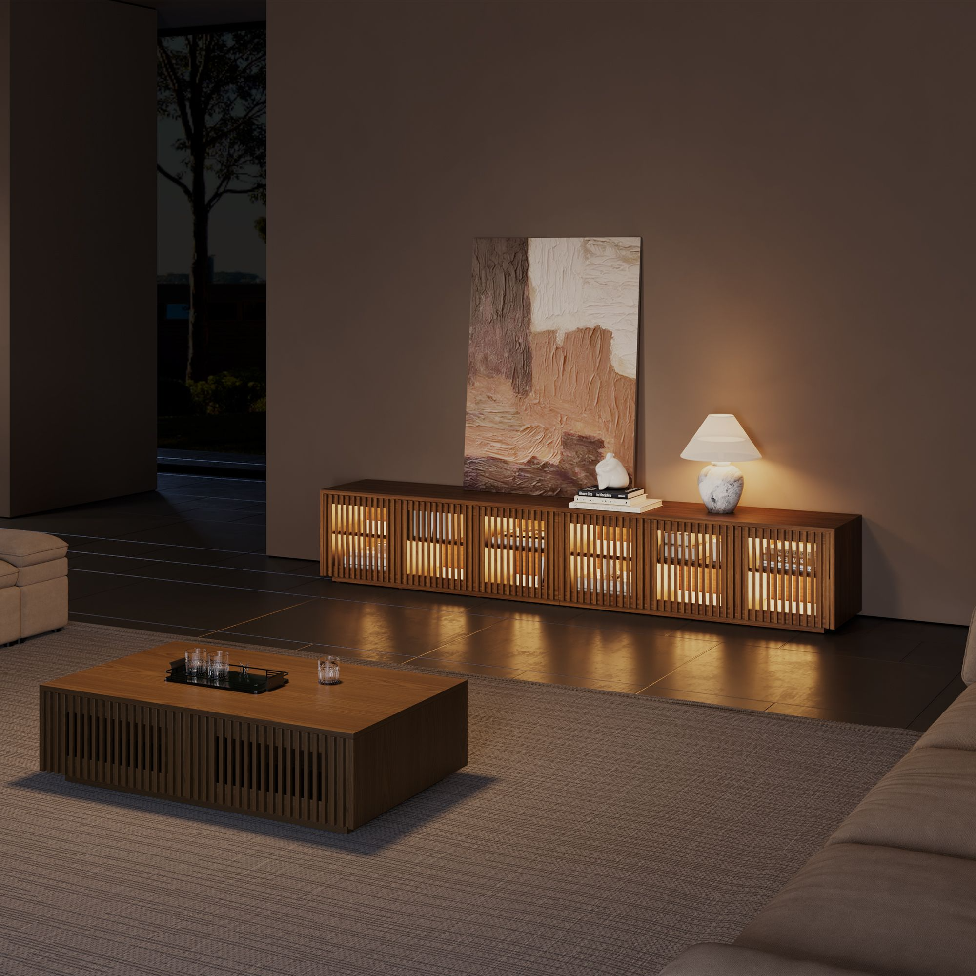 Aeolus Modern Wood TV Stand