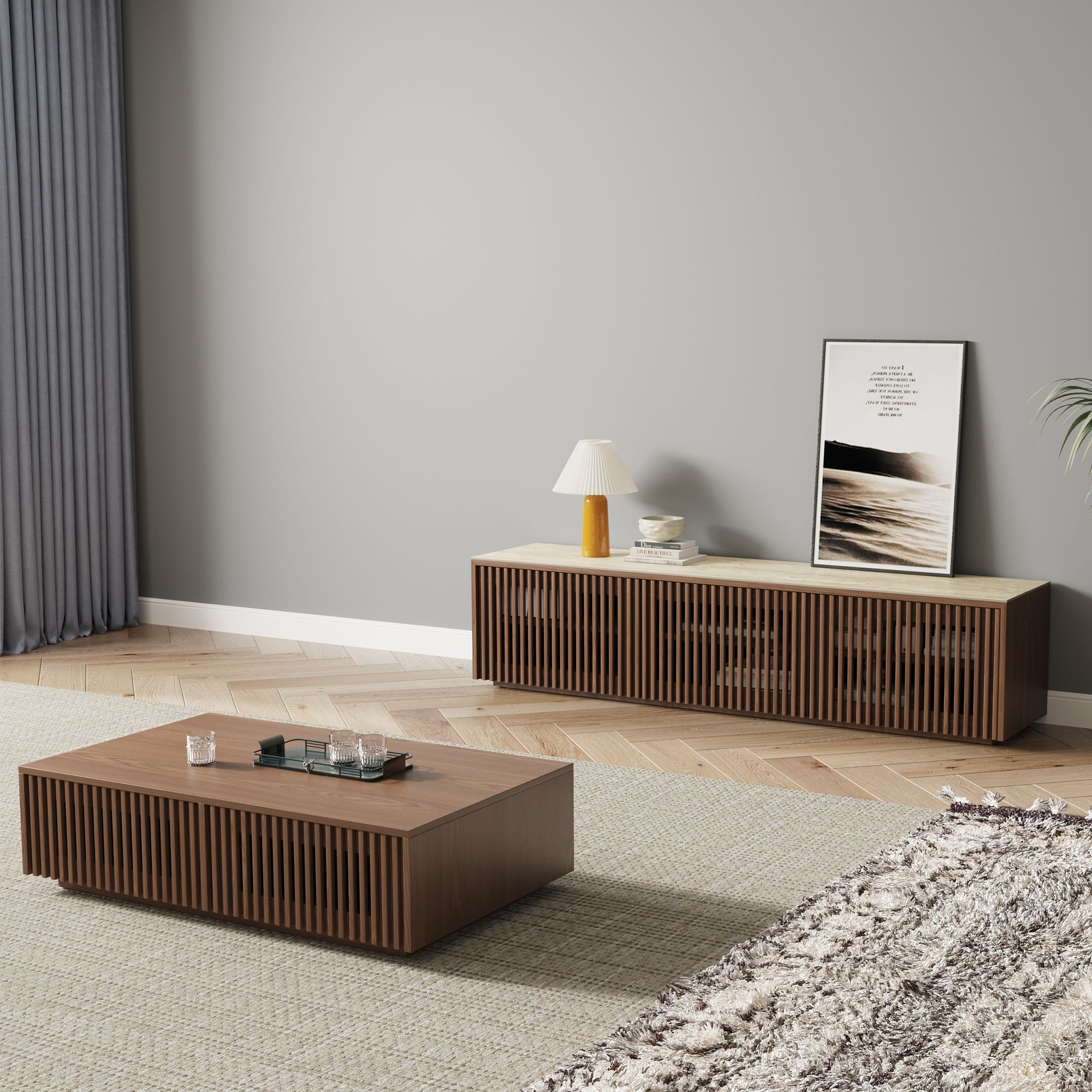 Aeolus Modern Wood TV Stand