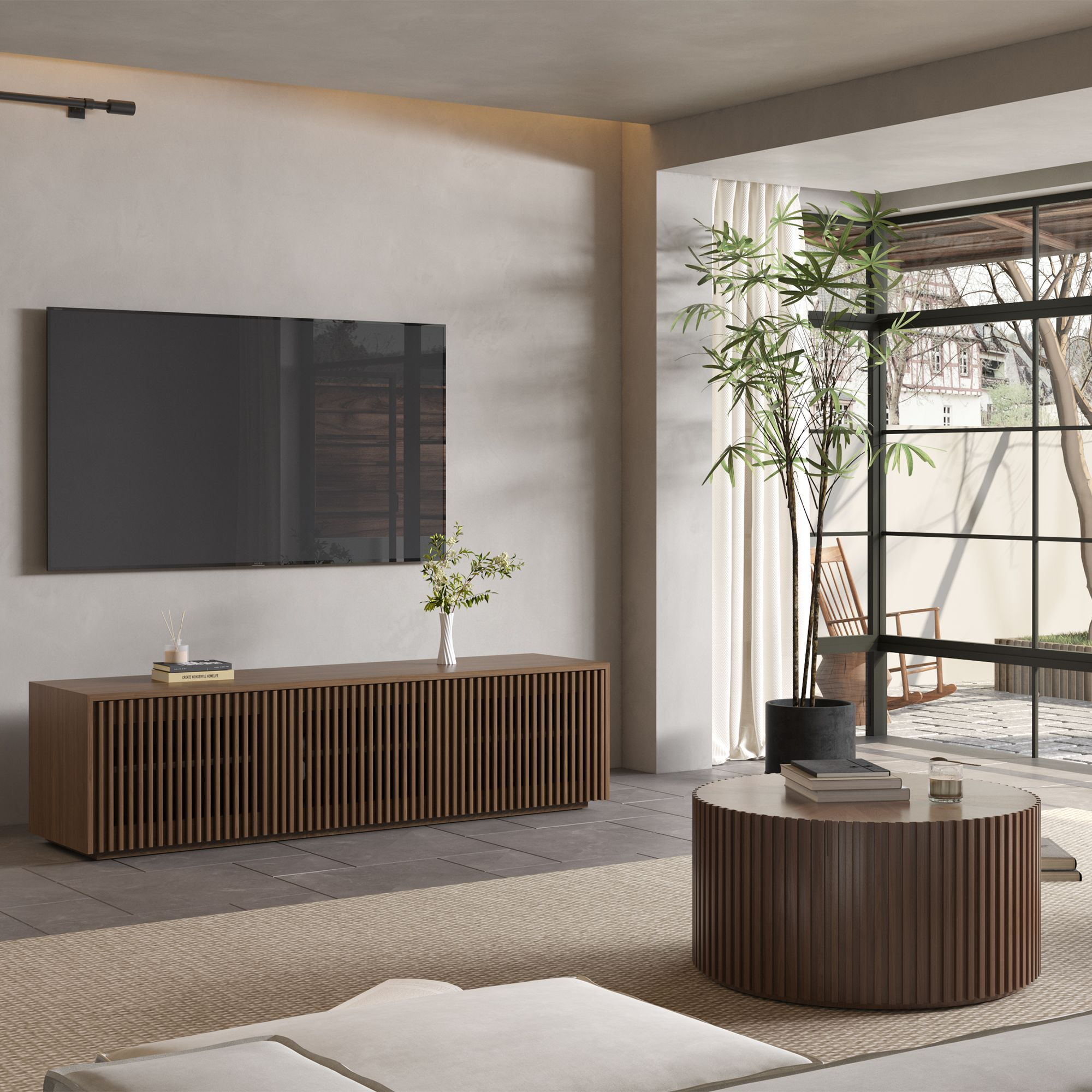 Aeolus Modern Wood TV Stand