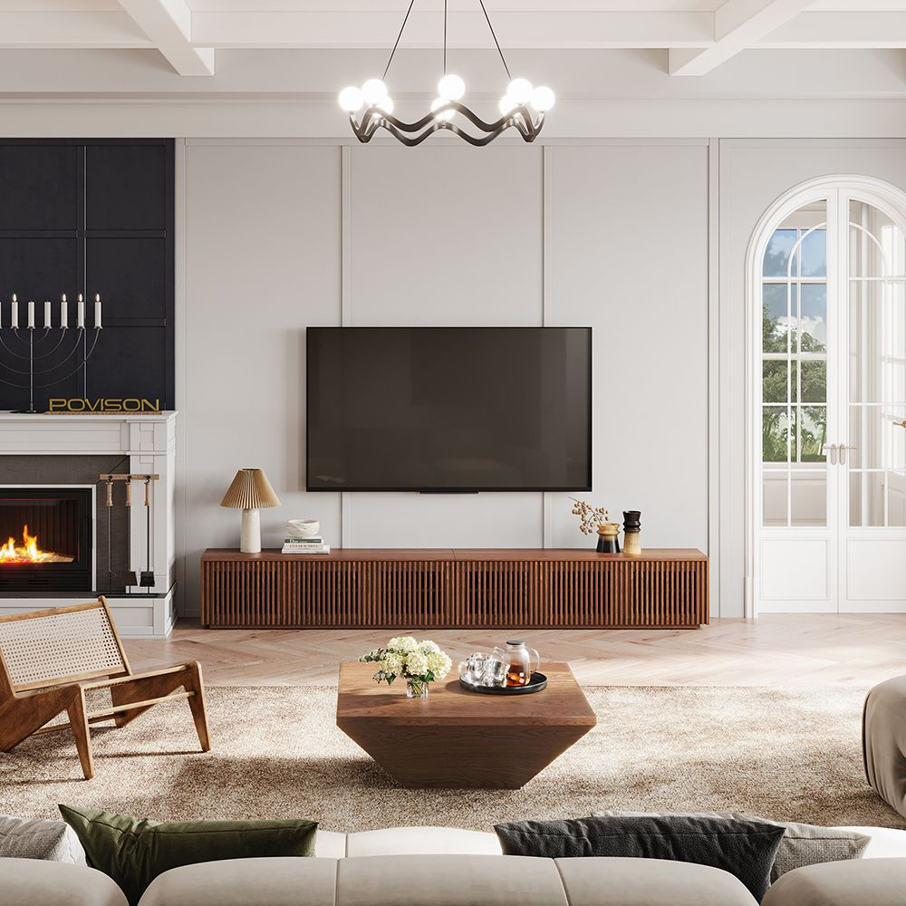 Aeolus Modern Wood TV Stand