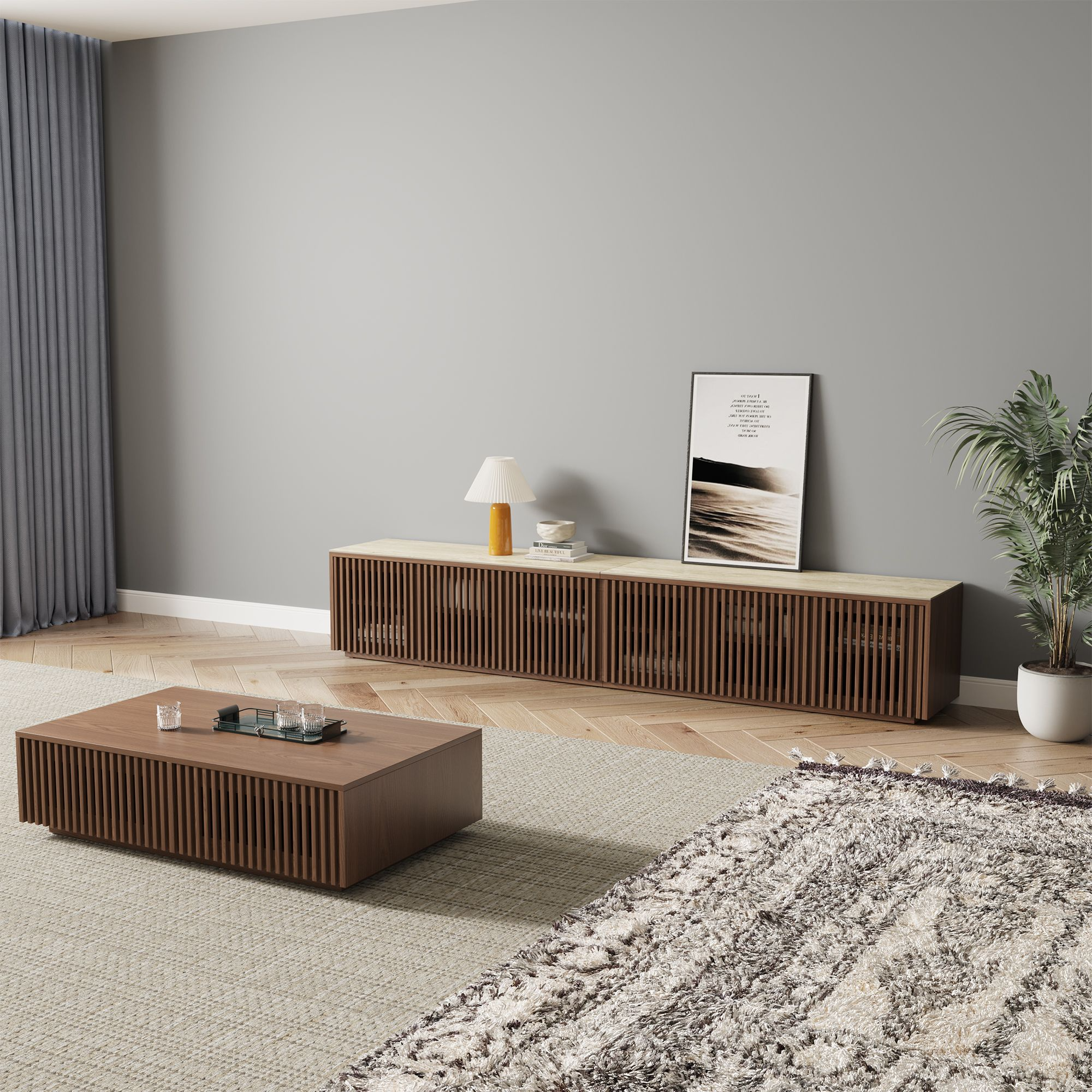 Aeolus Modern Wood TV Stand