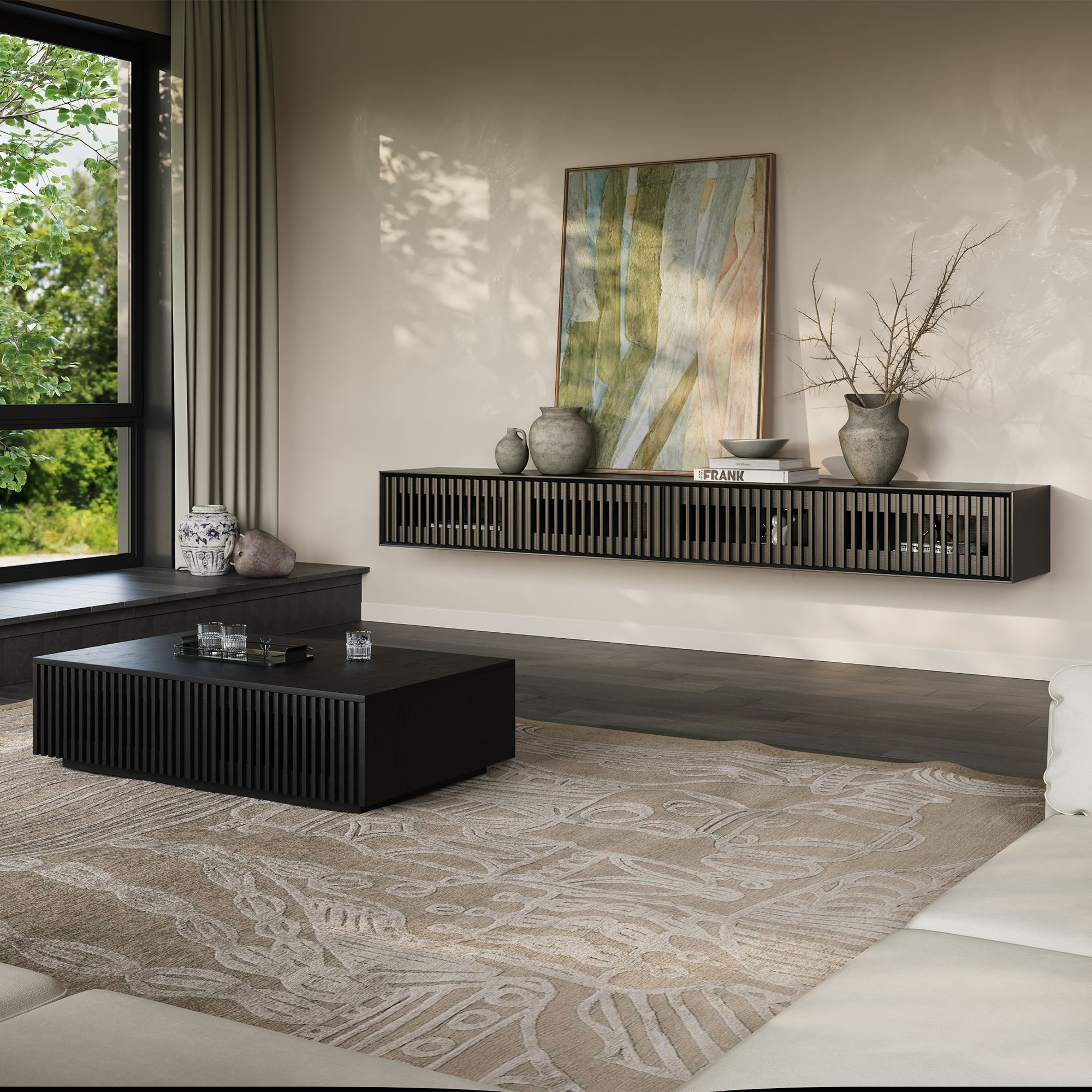 Aeolus Mid-Century Floating LED TV Console