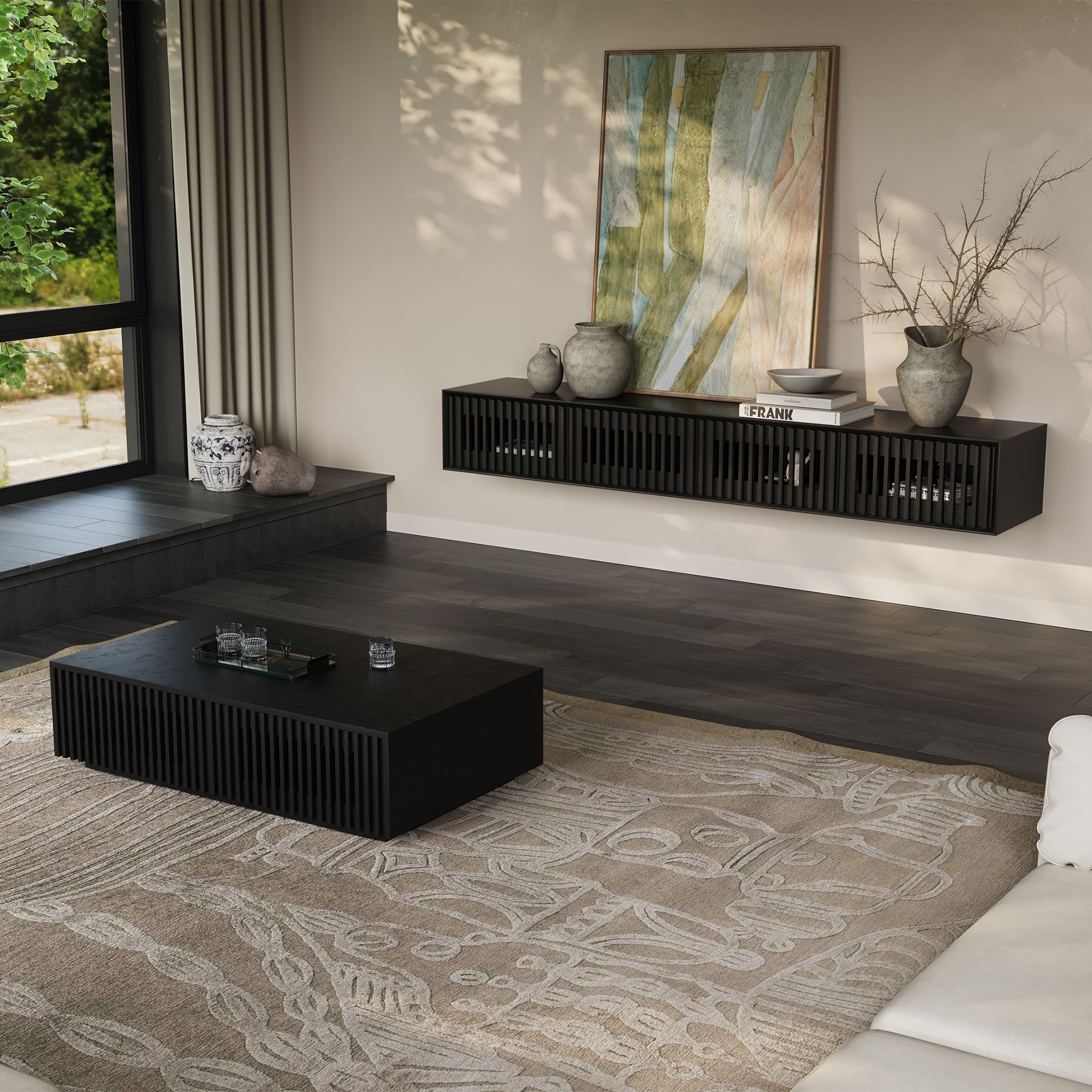 Aeolus Mid-Century Floating LED TV Console