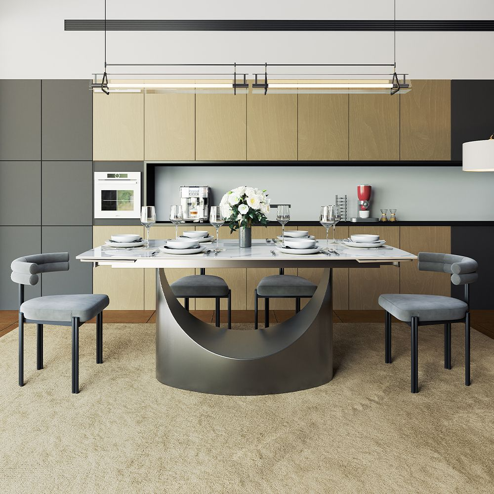 Hobart Pandora Gloss Sintered Stone Extendable Dining Table