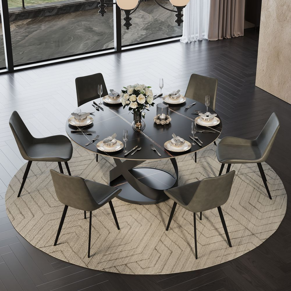 Rivaro Contemporary Leather Dining Chairs (Set of 2)