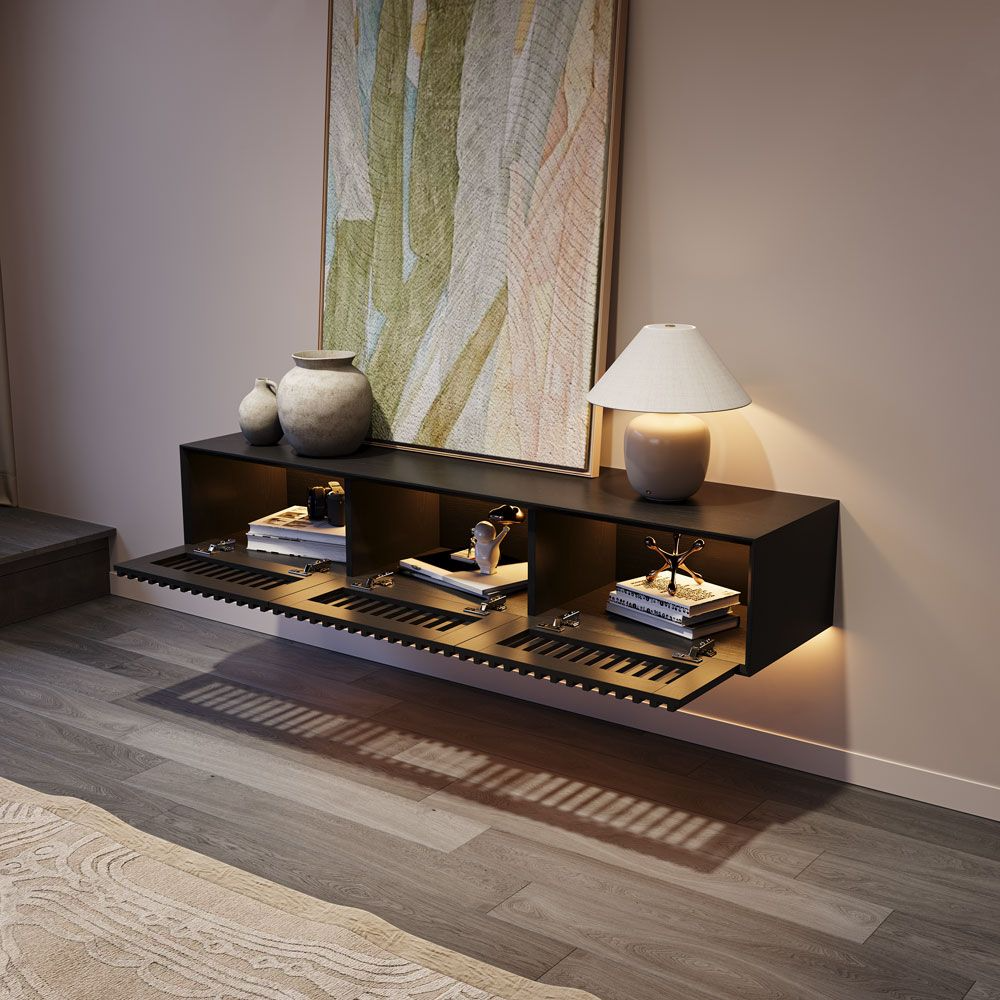 Aeolus Mid-Century Floating LED TV Console