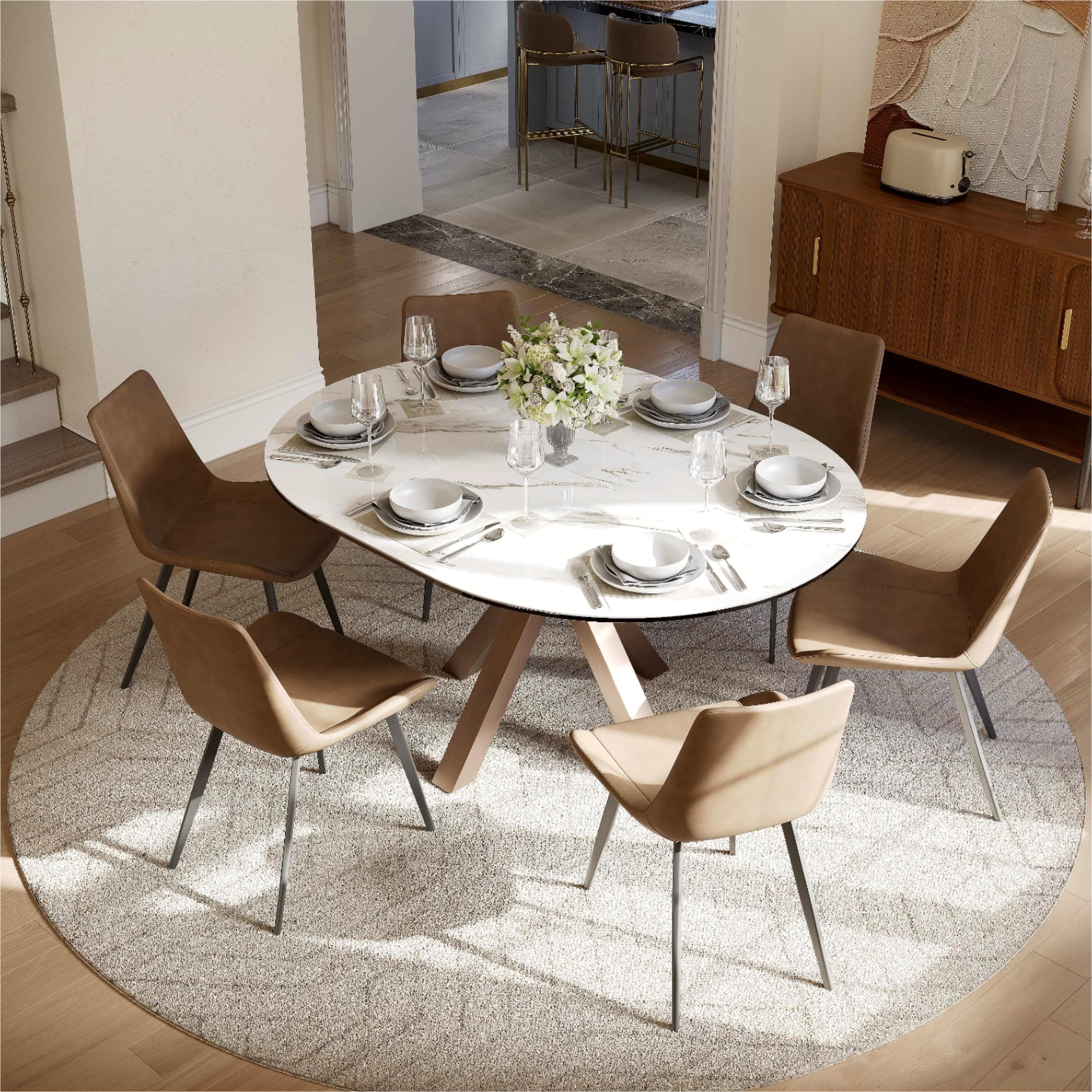 Rivaro Contemporary Leather Dining Chairs (Set of 2)