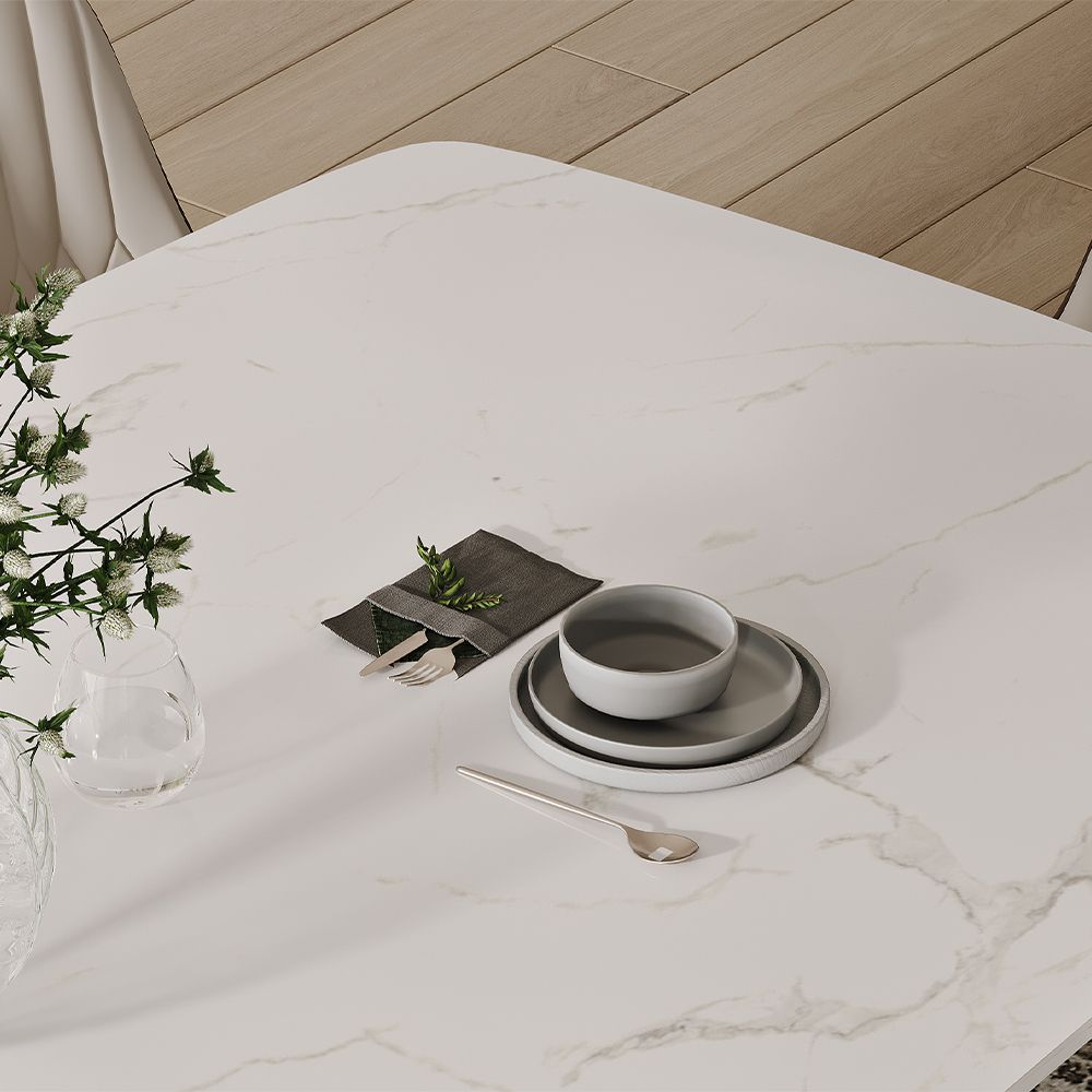 Aurelio Recta Matte Sintered Stone Dining Table