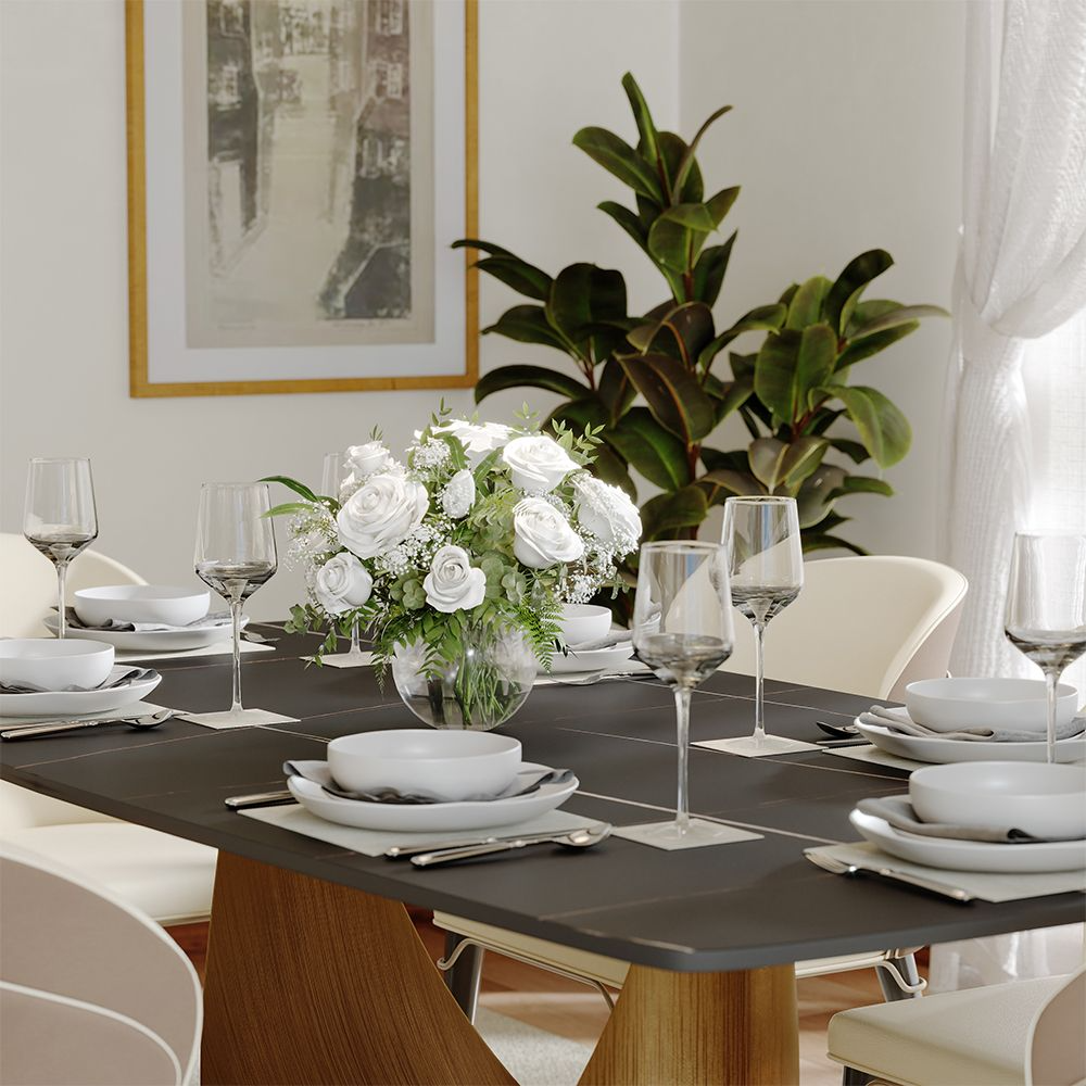 Aurelio Recta Matte Sintered Stone Dining Table