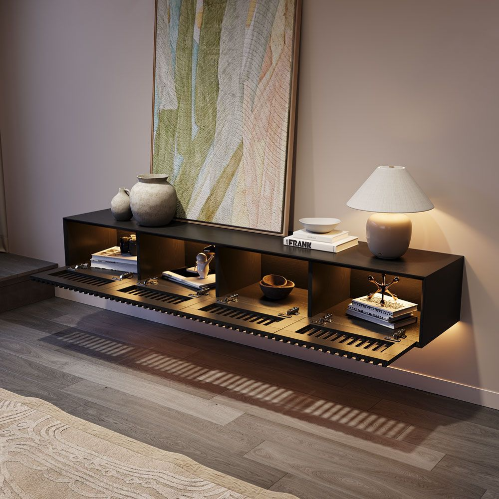 Aeolus Mid-Century Floating LED TV Console