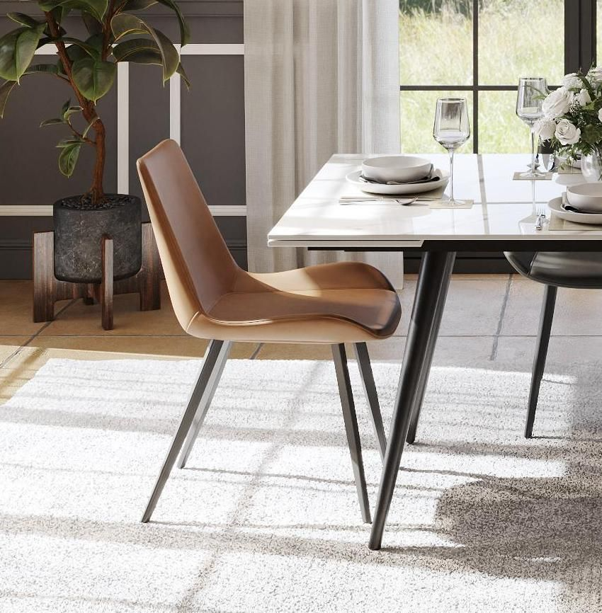 Rivaro Contemporary Leather Dining Chairs (Set of 2)