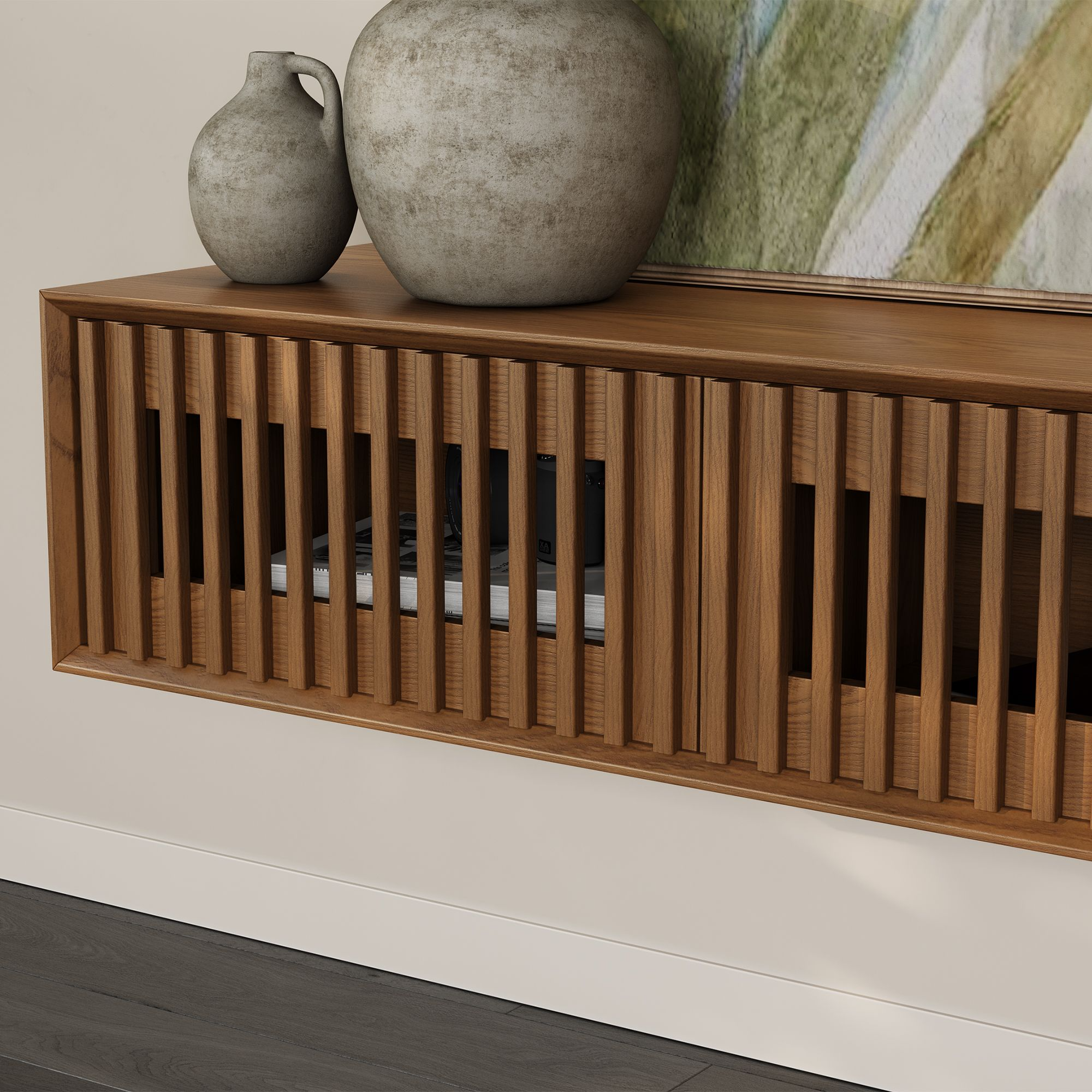 Aeolus Mid-Century Floating LED TV Console