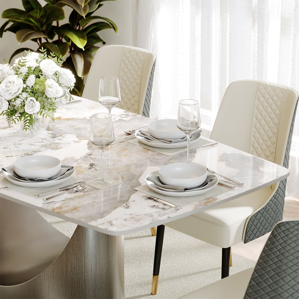 Aurelio Recta Matte Sintered Stone Dining Table