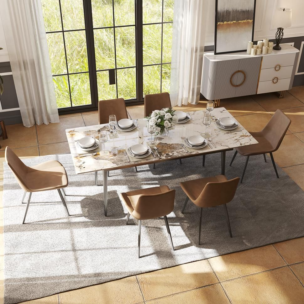 Rivaro Contemporary Leather Dining Chairs (Set of 2)