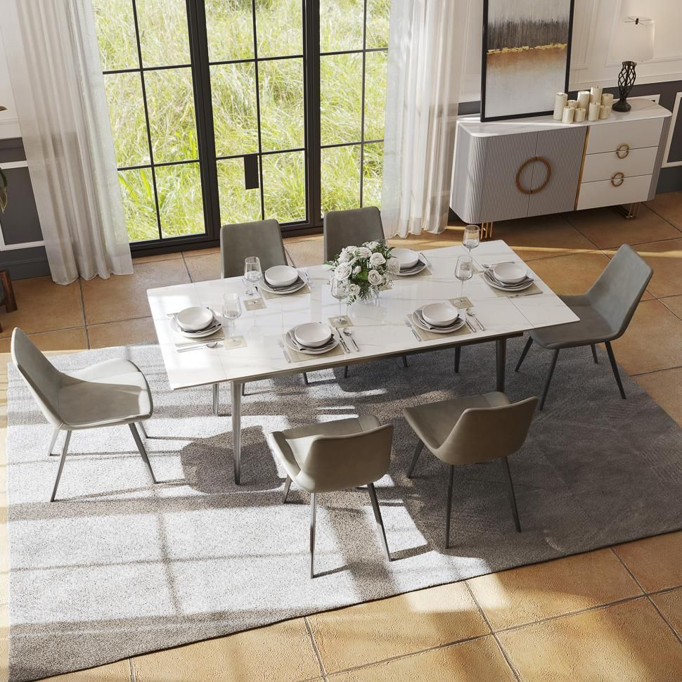 Rivaro Contemporary Leather Dining Chairs (Set of 2)