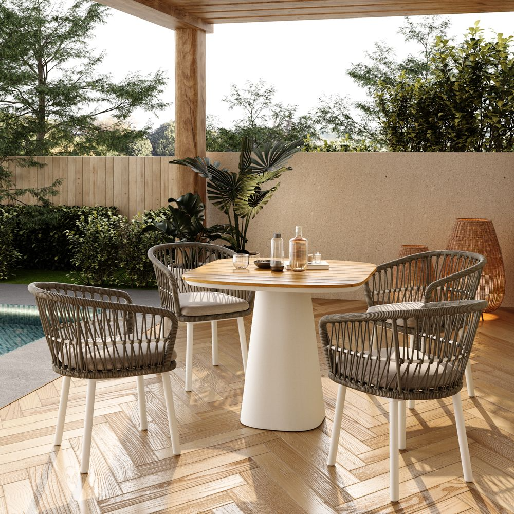 Solara – Set of 4 Modern Gray Wicker Outdoor Dining Chairs