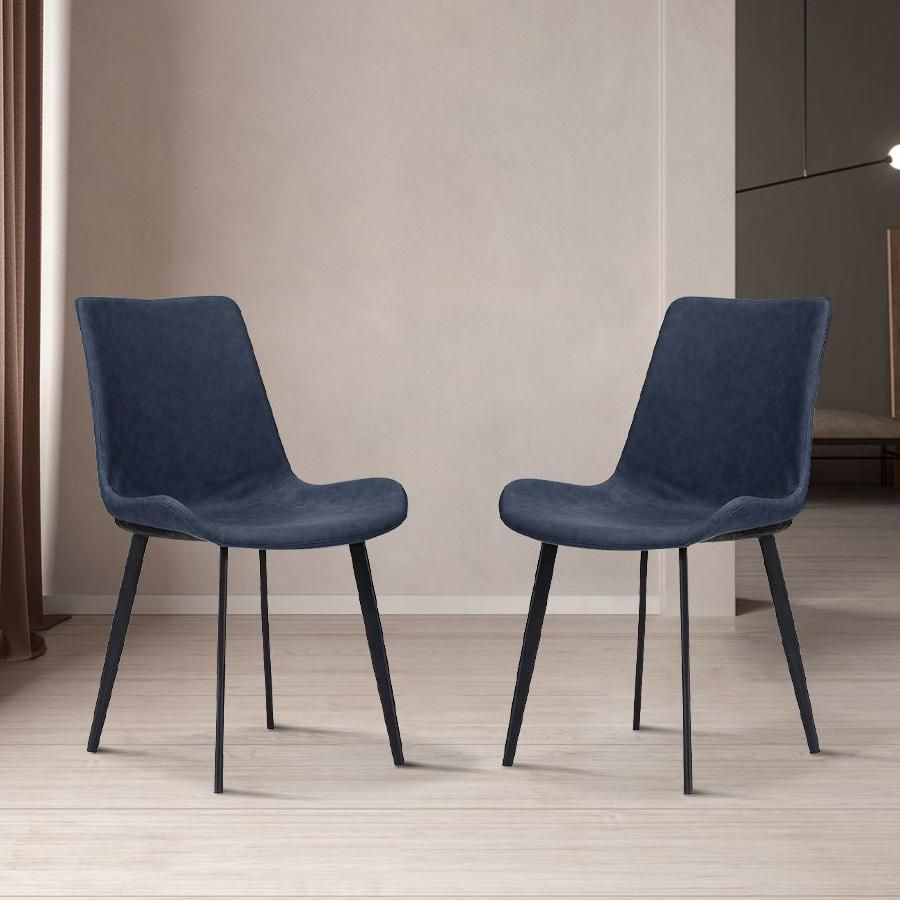 Rivaro Contemporary Leather Dining Chairs (Set of 2)