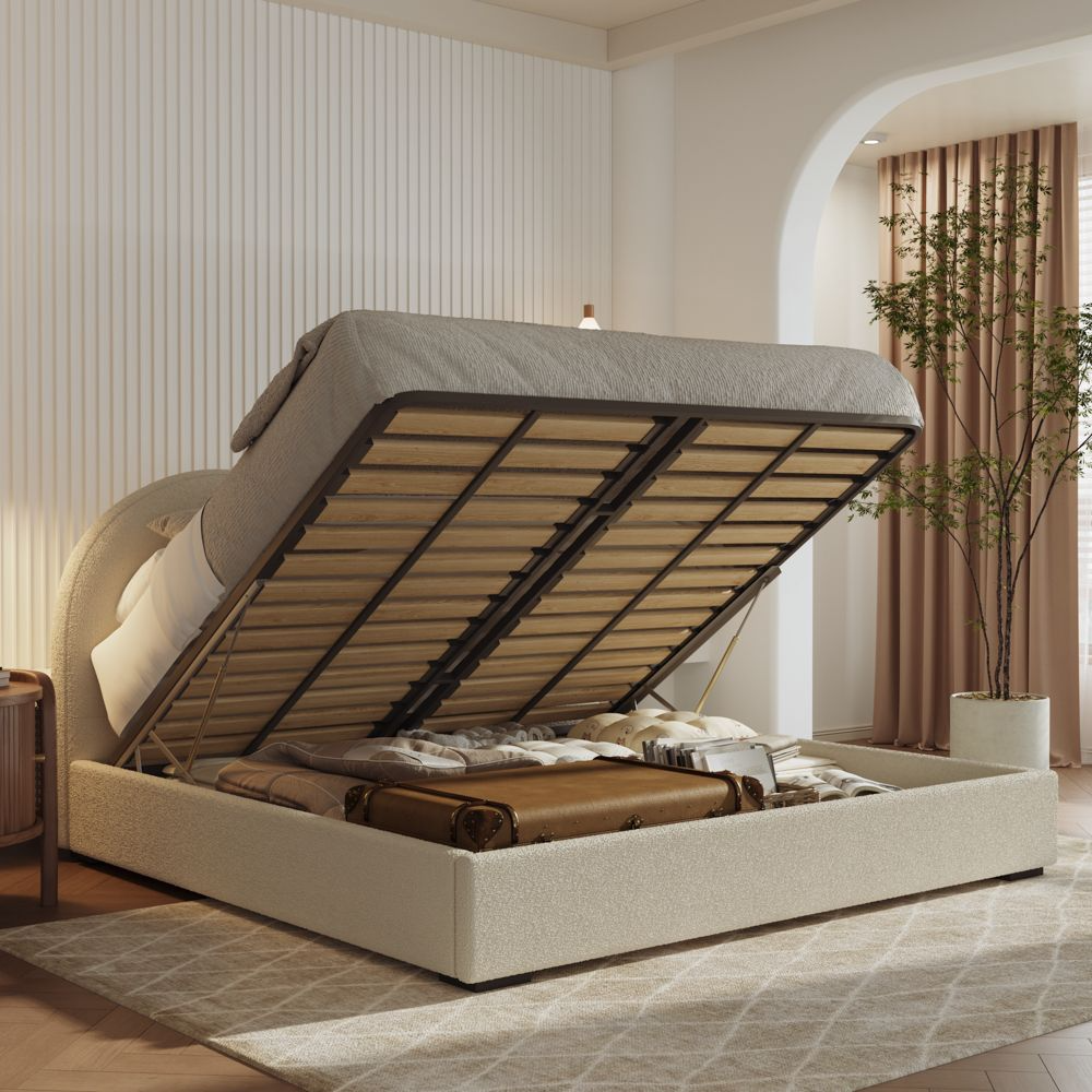 Cloud – Bouclé Upholstered Storage Bed