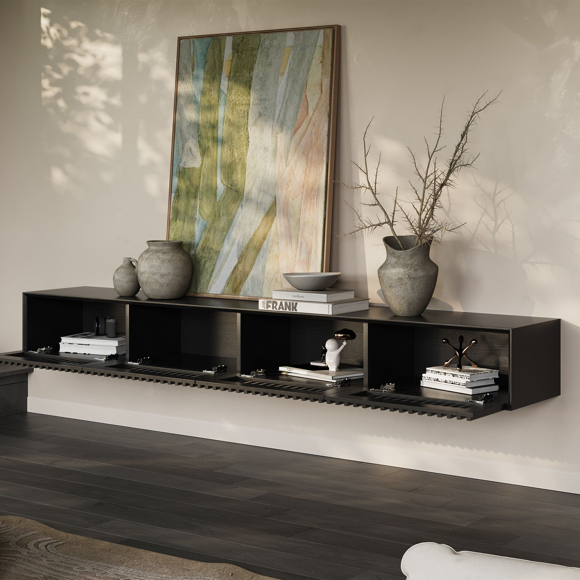 Aeolus Mid-Century Floating LED TV Console