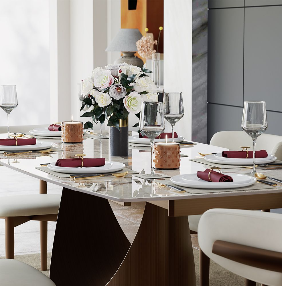 Aurelio Recta Matte Sintered Stone Dining Table