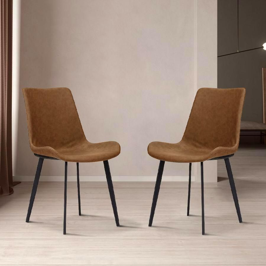 Rivaro Contemporary Leather Dining Chairs (Set of 2)