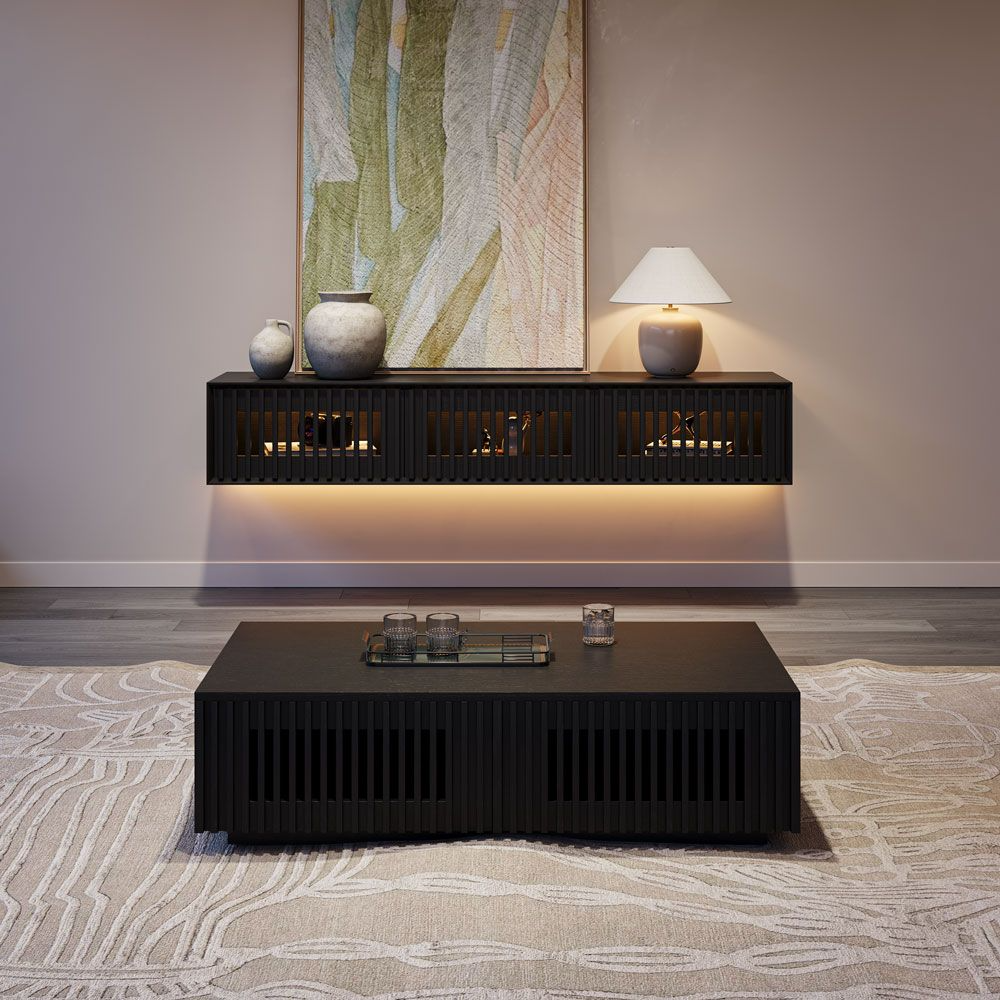 Aeolus Mid-Century Floating LED TV Console