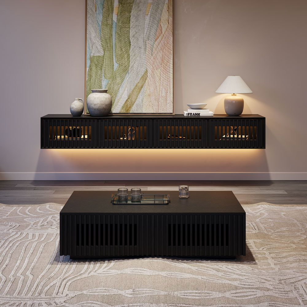Aeolus Mid-Century Floating LED TV Console