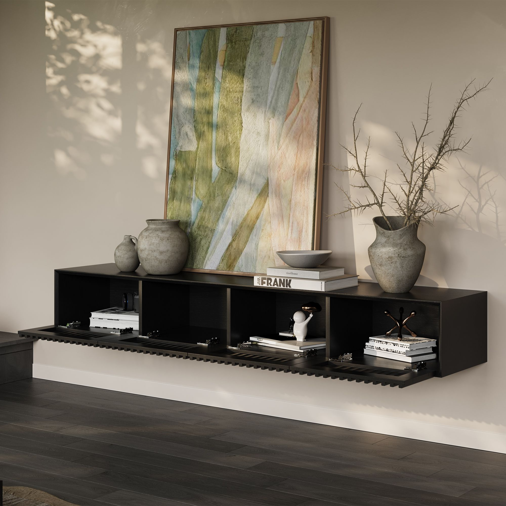 Aeolus Mid-Century Floating LED TV Console