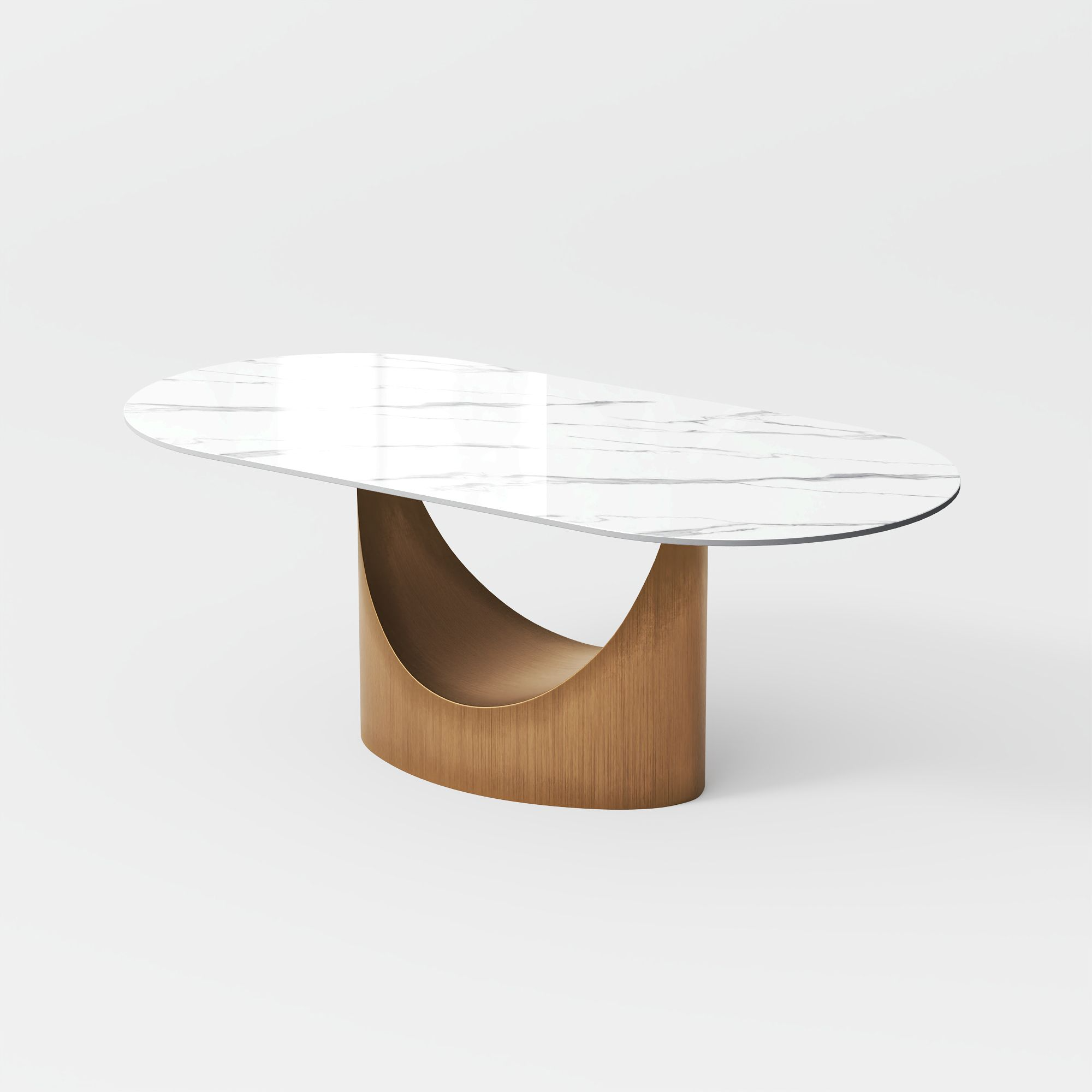 Glossy White / Bronze / 180cm Table