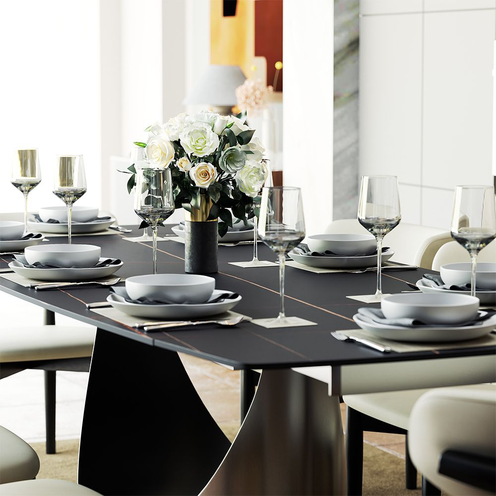 Aurelio Recta Matte Sintered Stone Dining Table