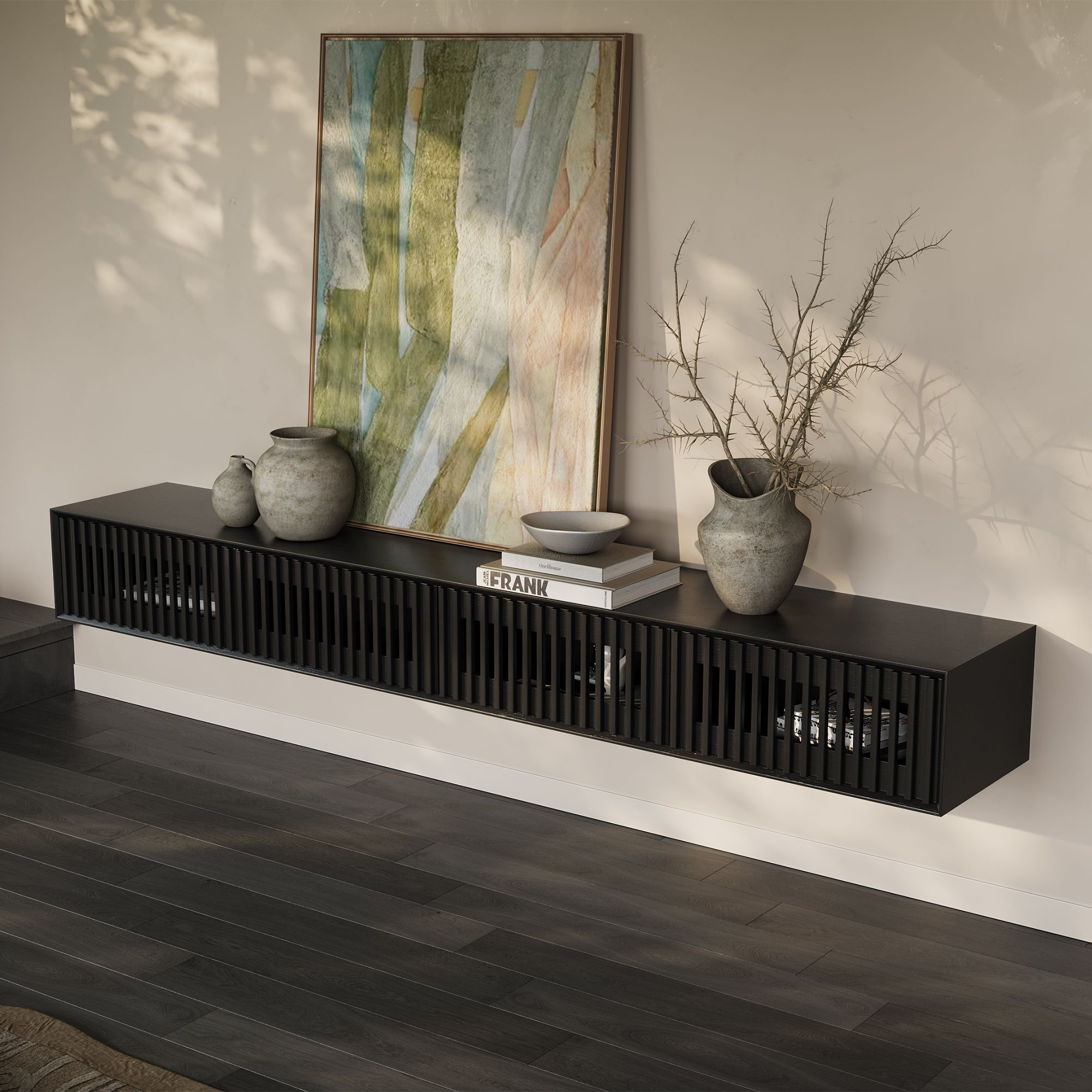 Aeolus Mid-Century Floating LED TV Console