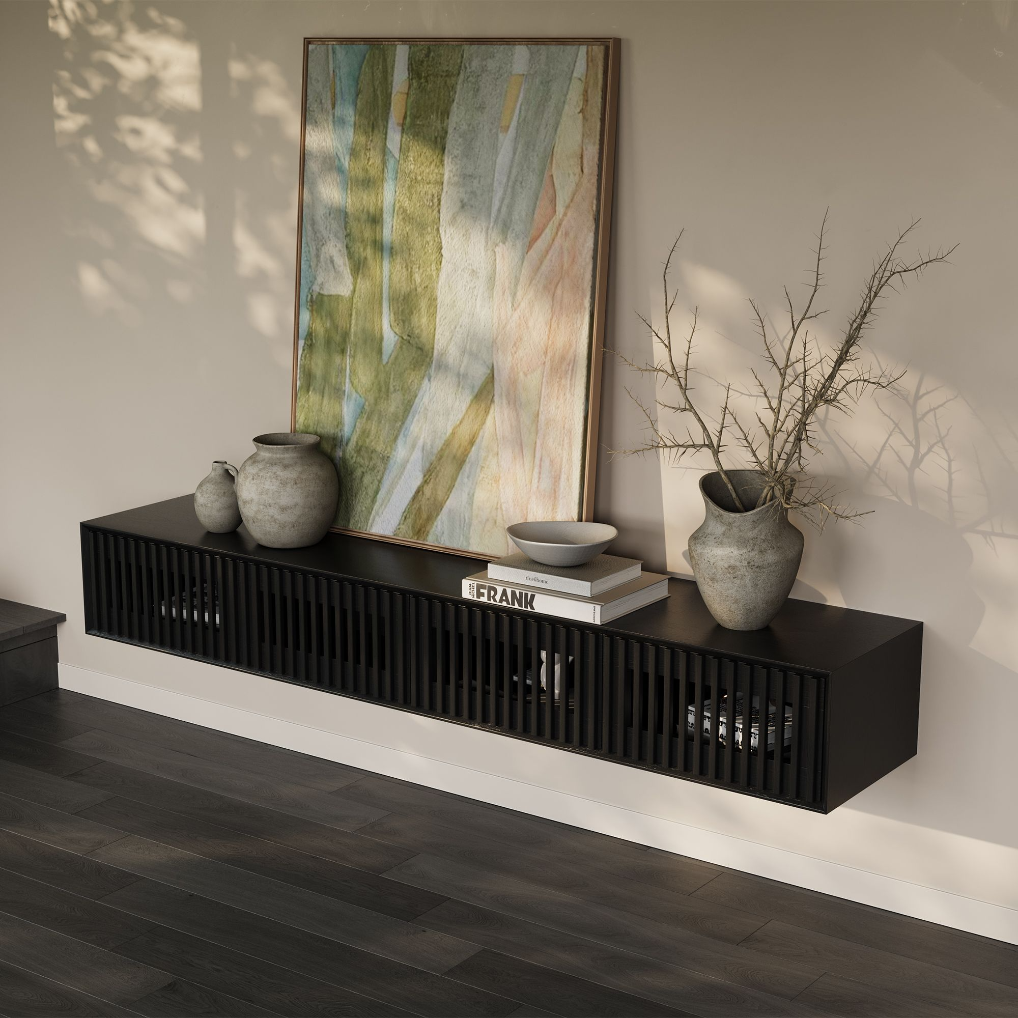 Aeolus Mid-Century Floating LED TV Console