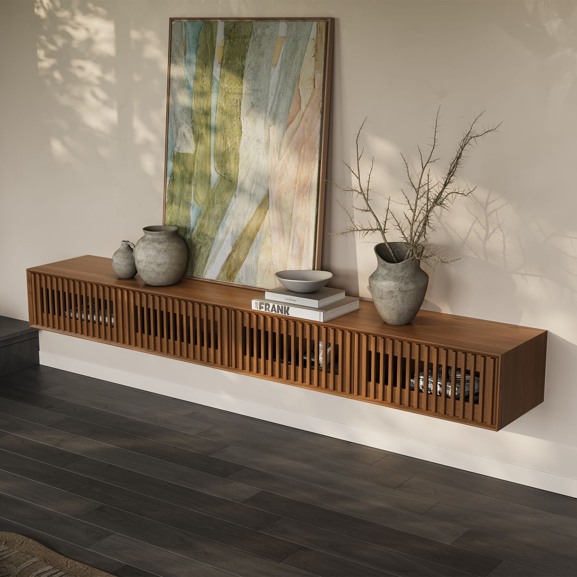 Aeolus Mid-Century Floating LED TV Console