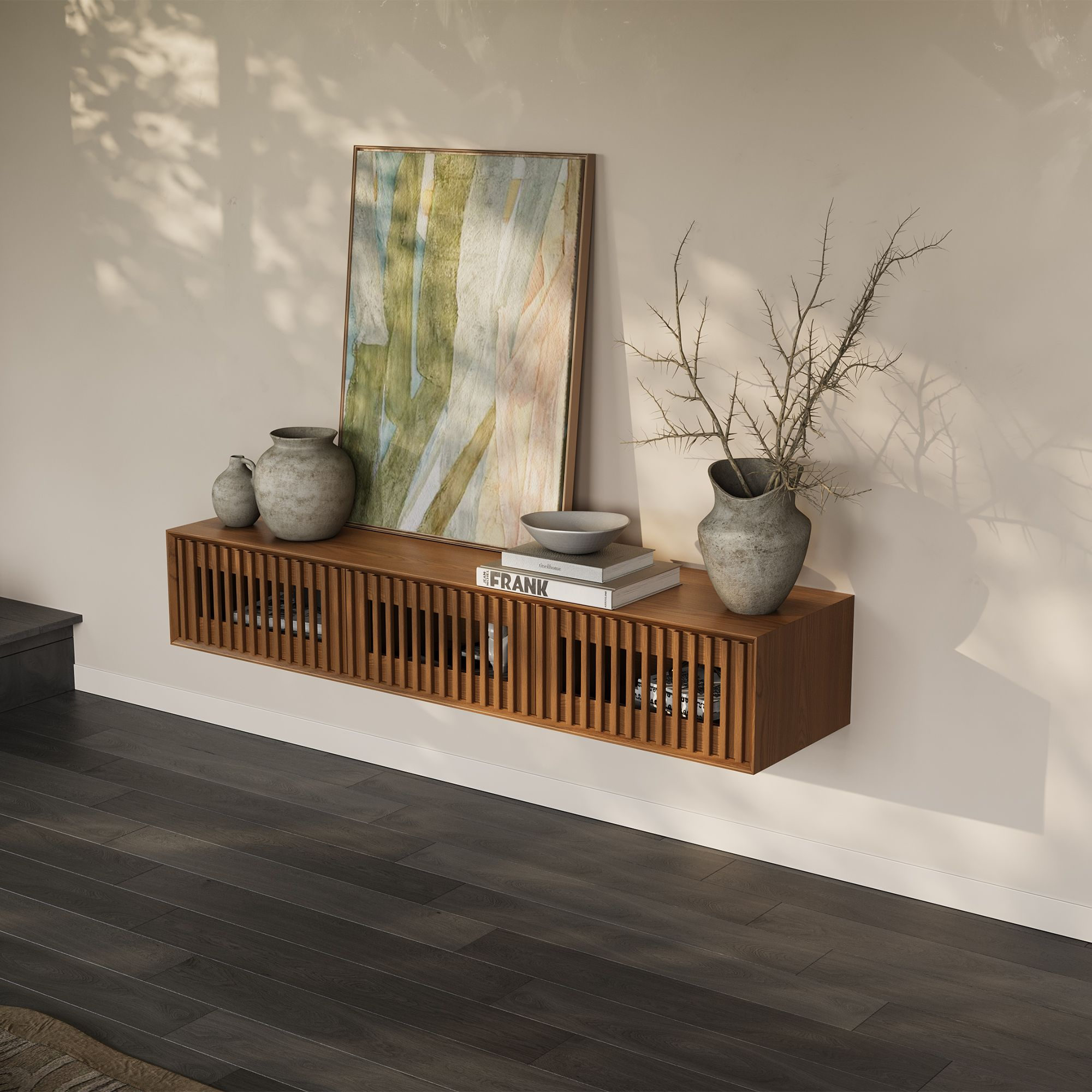 Aeolus Mid-Century Floating LED TV Console