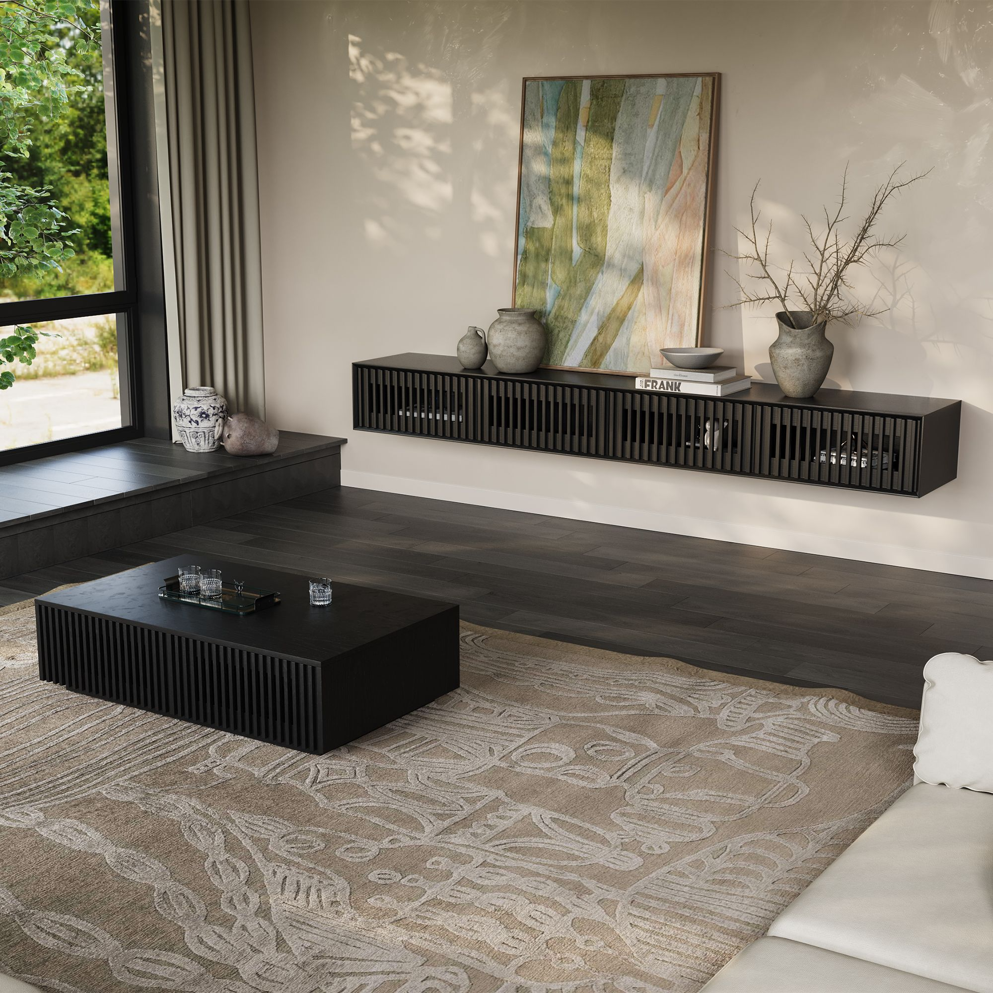 Aeolus Mid-Century Floating LED TV Console