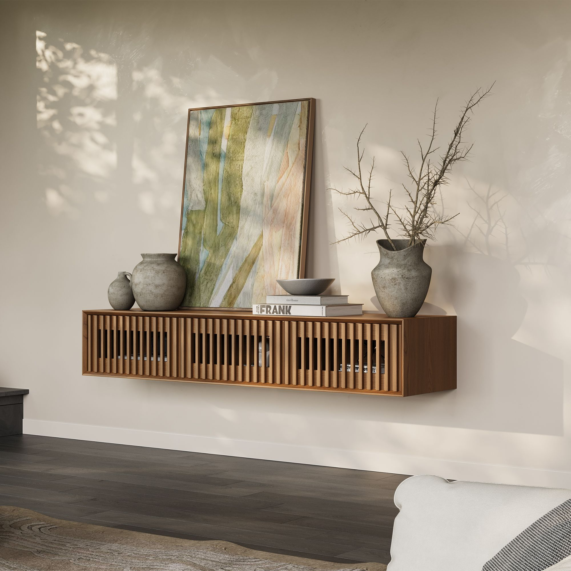 Aeolus Mid-Century Floating LED TV Console