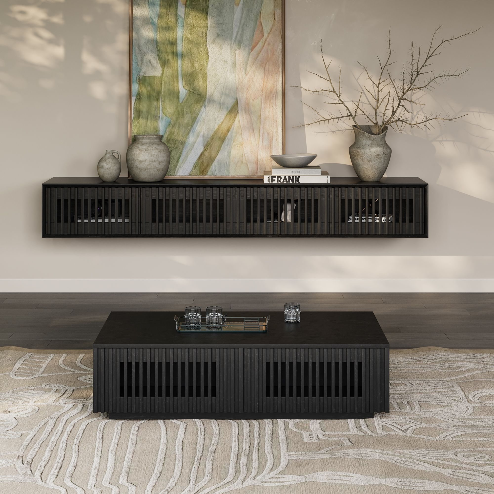 Aeolus Mid-Century Floating LED TV Console