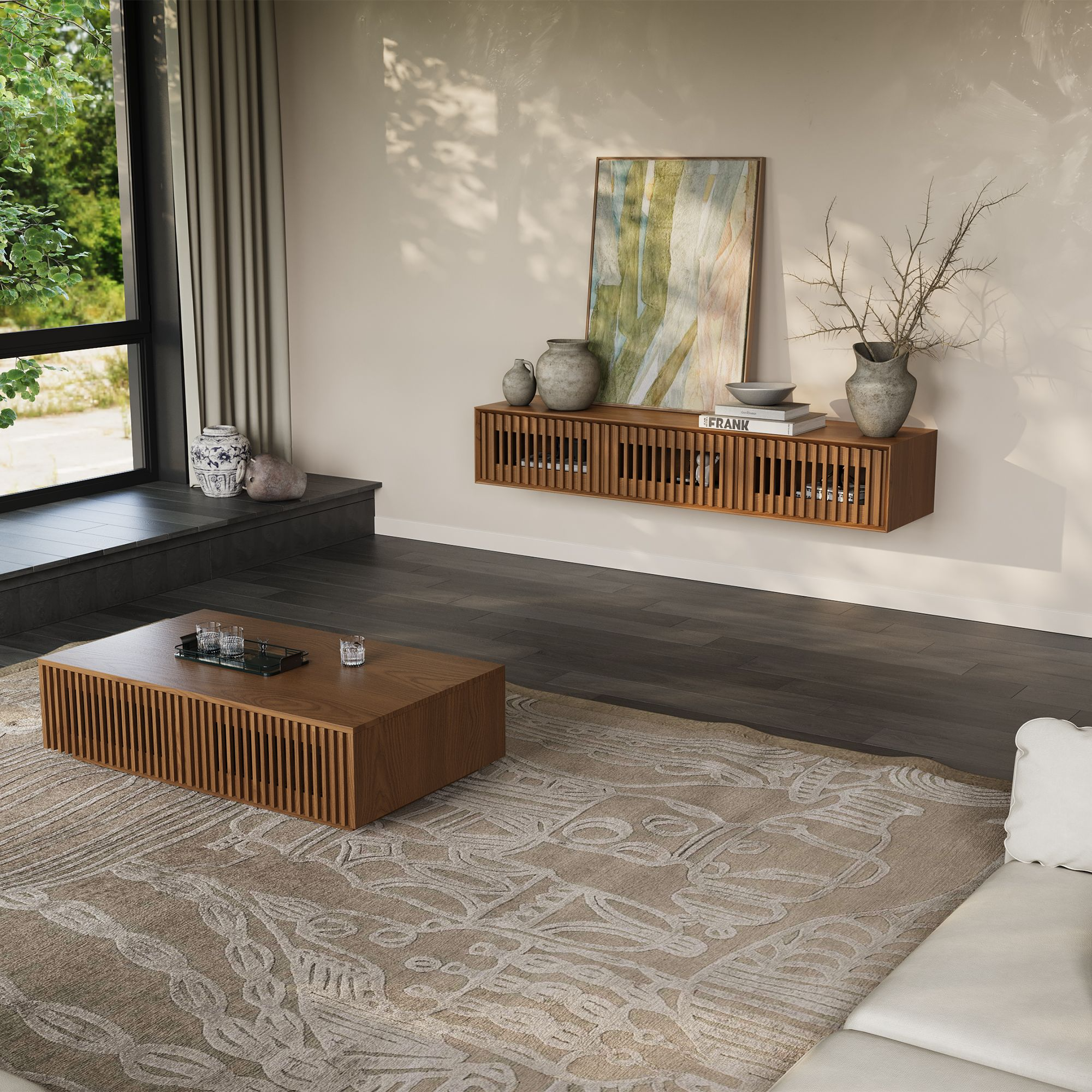 Aeolus Mid-Century Floating LED TV Console