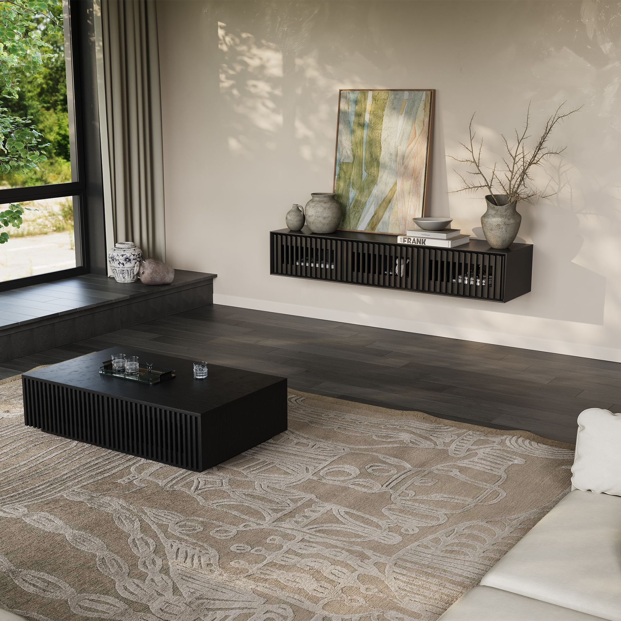 Aeolus Mid-Century Floating LED TV Console