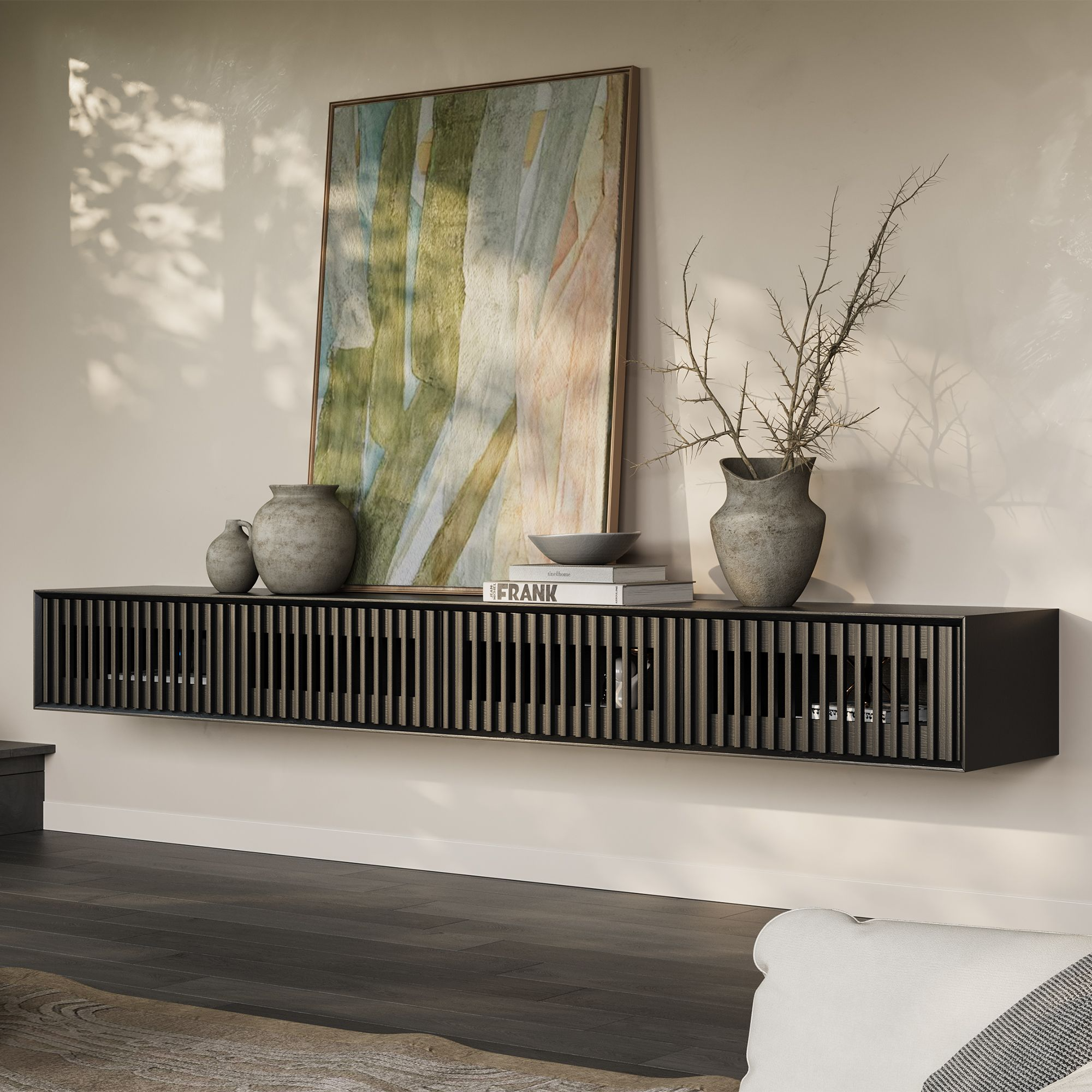 Aeolus Mid-Century Floating LED TV Console