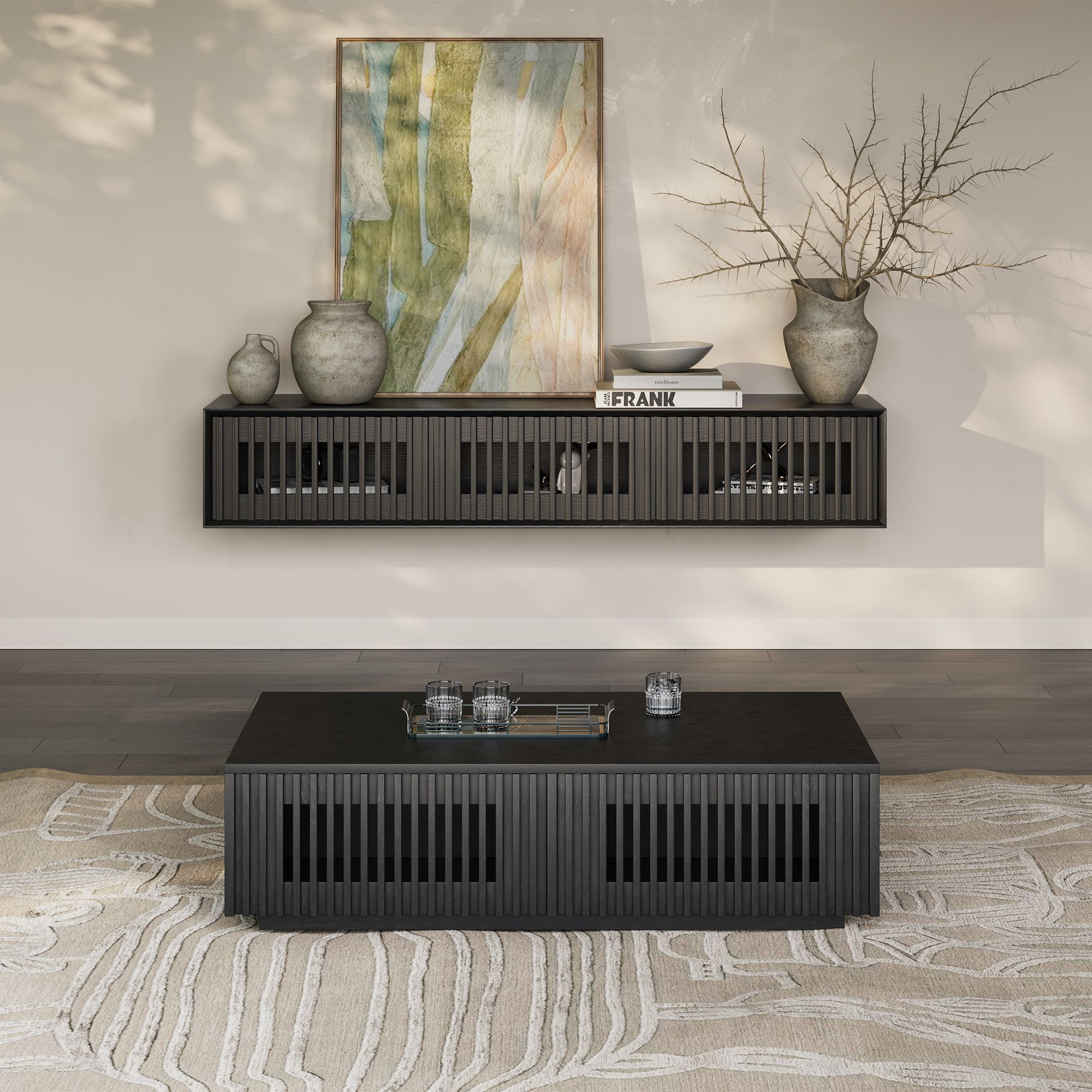 Aeolus Mid-Century Floating LED TV Console