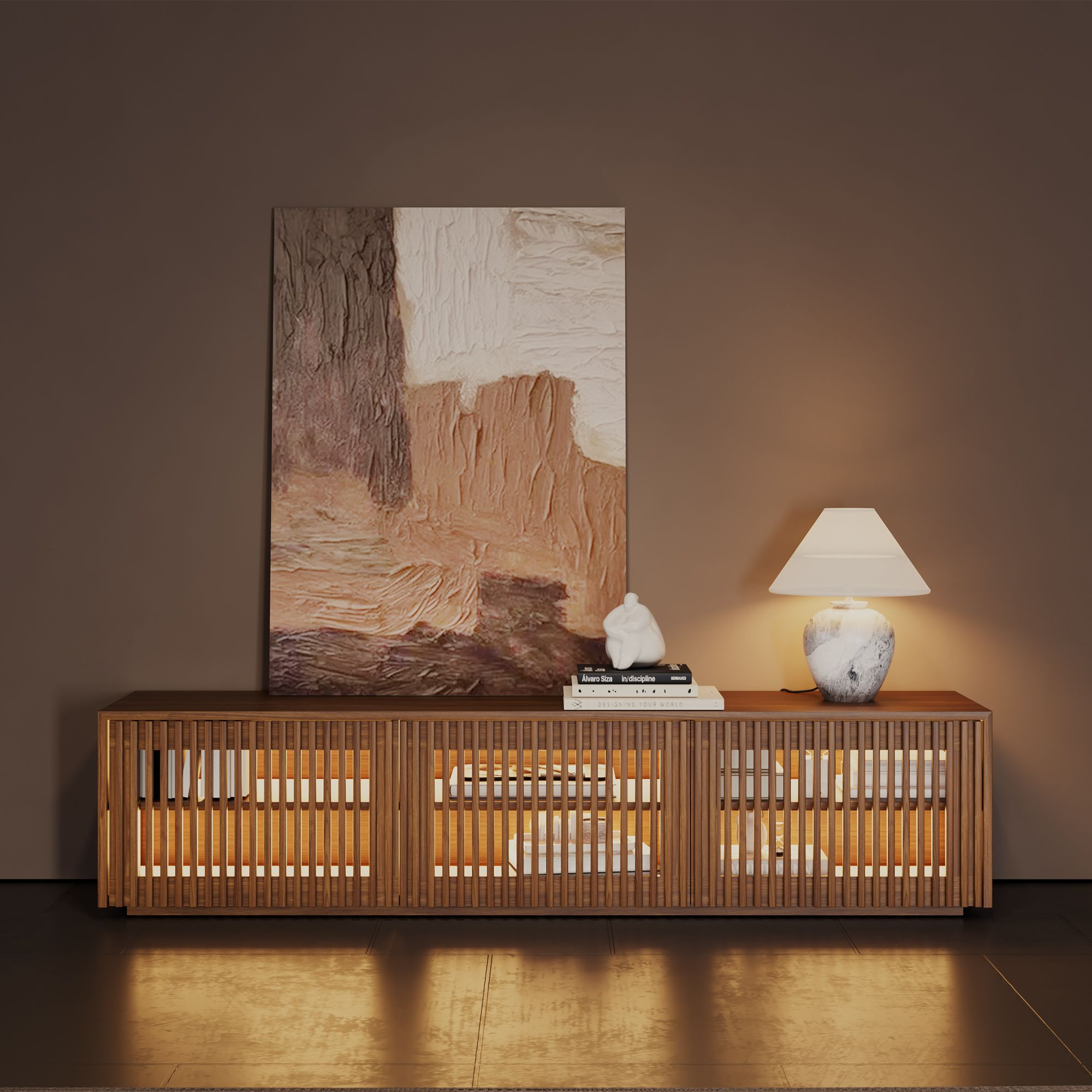 Aeolus Modern Wood TV Stand