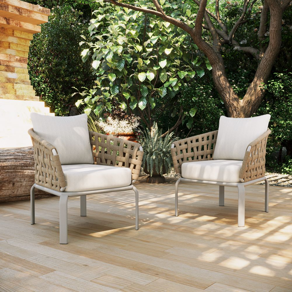 Solara Outdoor Lounge Chair — 75 cm Modern Wicker Armchair