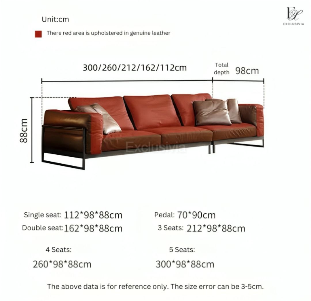 EEMA Modern Genuine Leather Sofa - Exclusivia