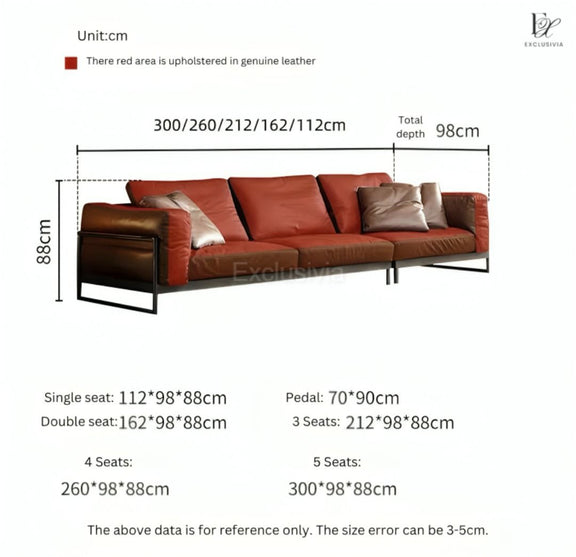 EEMA Modern Genuine Leather Sofa - Exclusivia