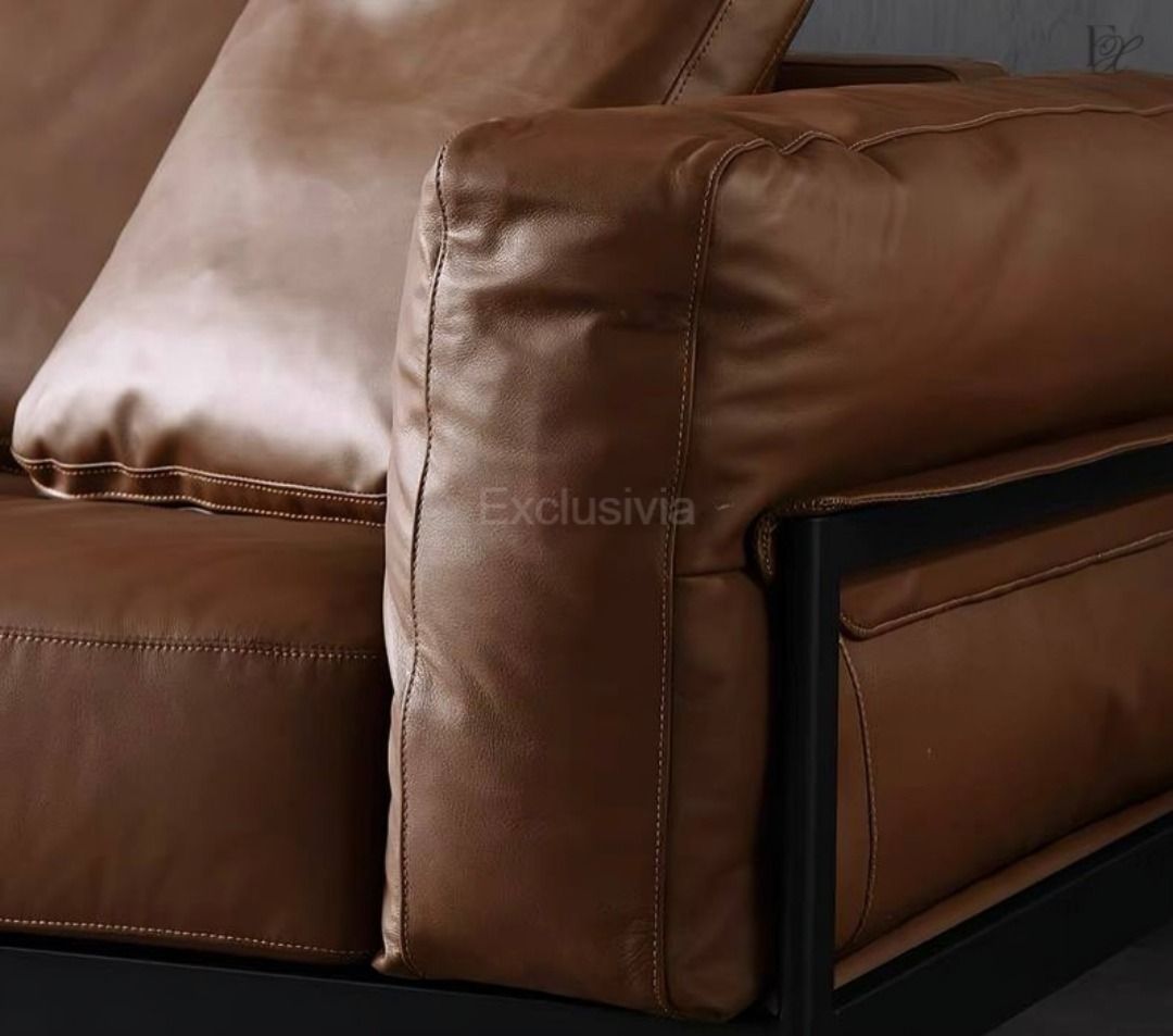 EEMA Modern Genuine Leather Sofa - Exclusivia