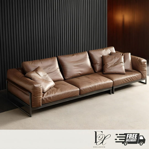 EEMA Modern Genuine Leather Sofa - Exclusivia