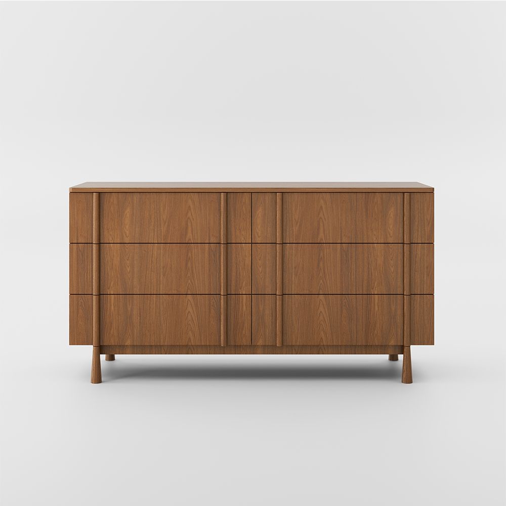 Elara 150 cm Mid - Century 6 - Drawer Dresser - Exclusivia