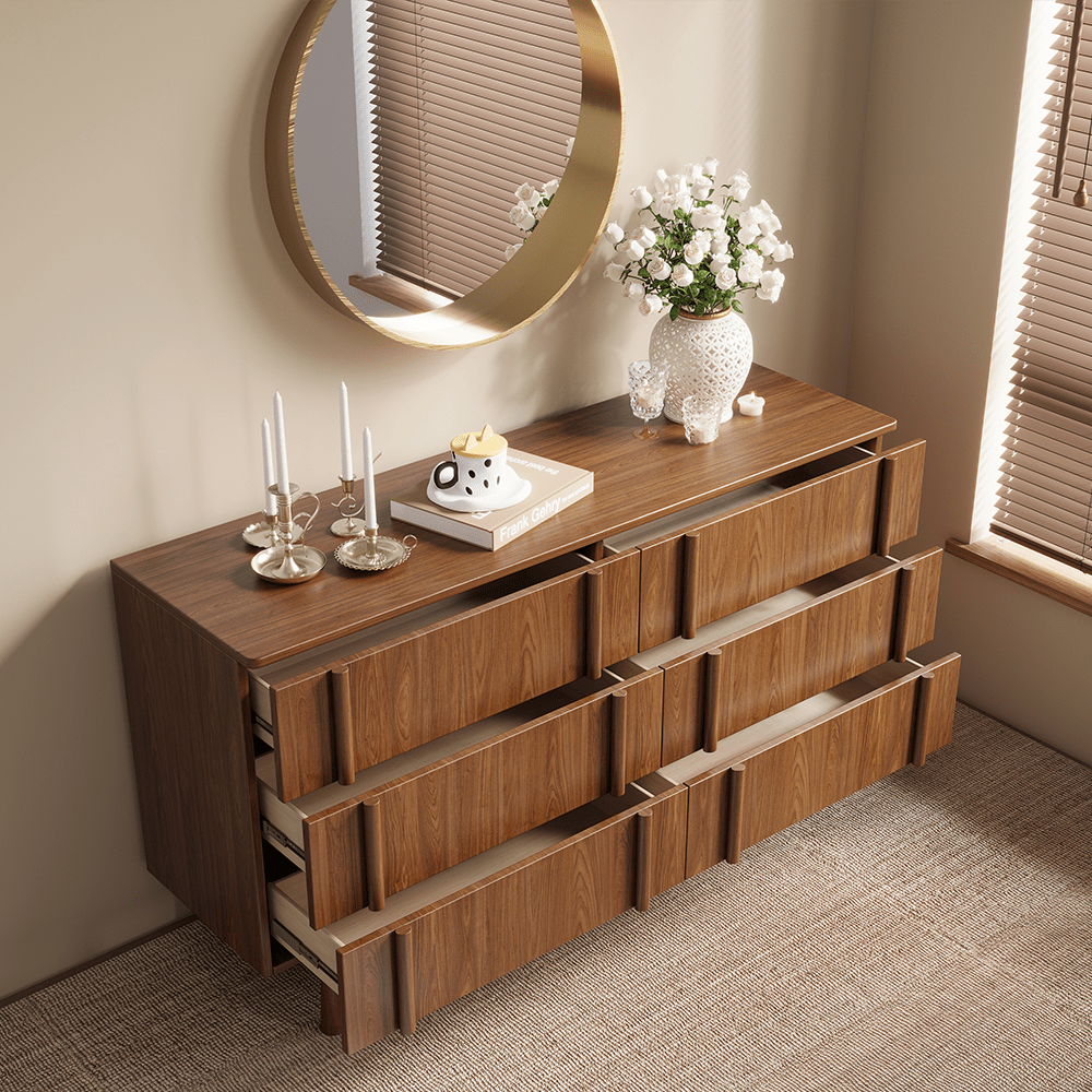 Elara 150 cm Mid - Century 6 - Drawer Dresser - Exclusivia